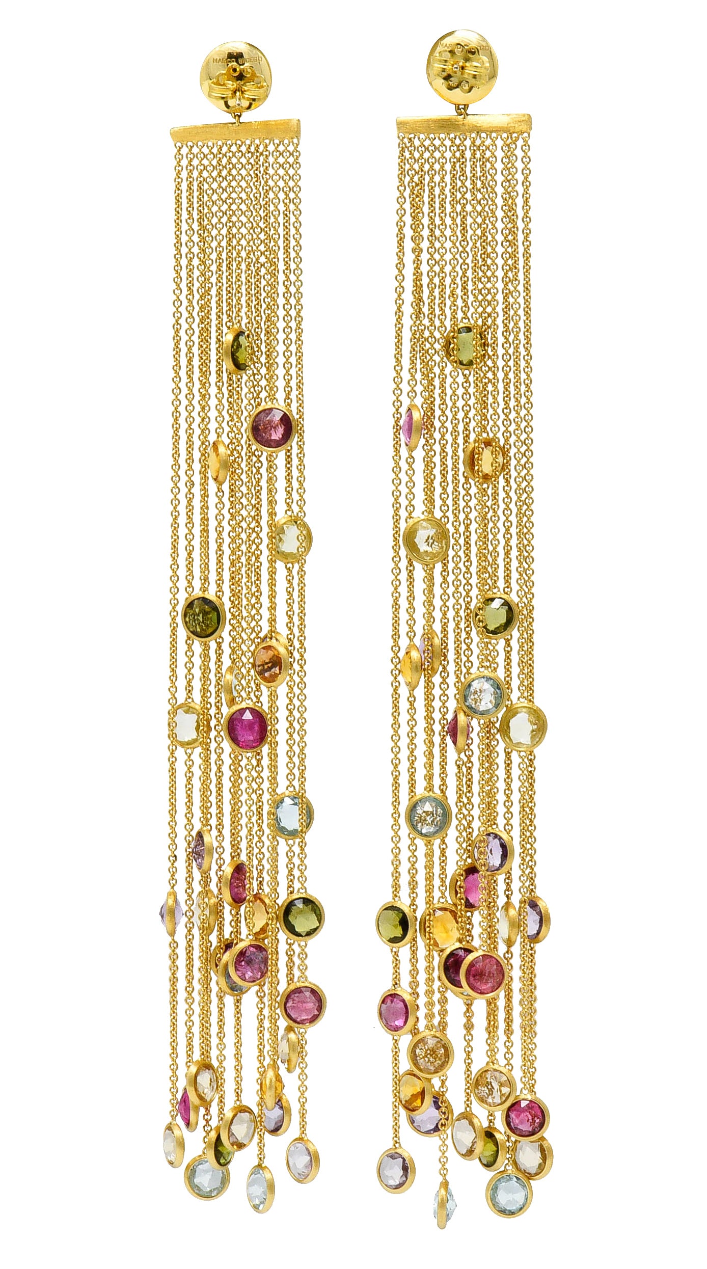 Substantial Marco Bicego Italian Multi-Gem 18 Karat Gold Jaipur Tassel Drop EarringsEarrings - Wilson's Estate Jewelry