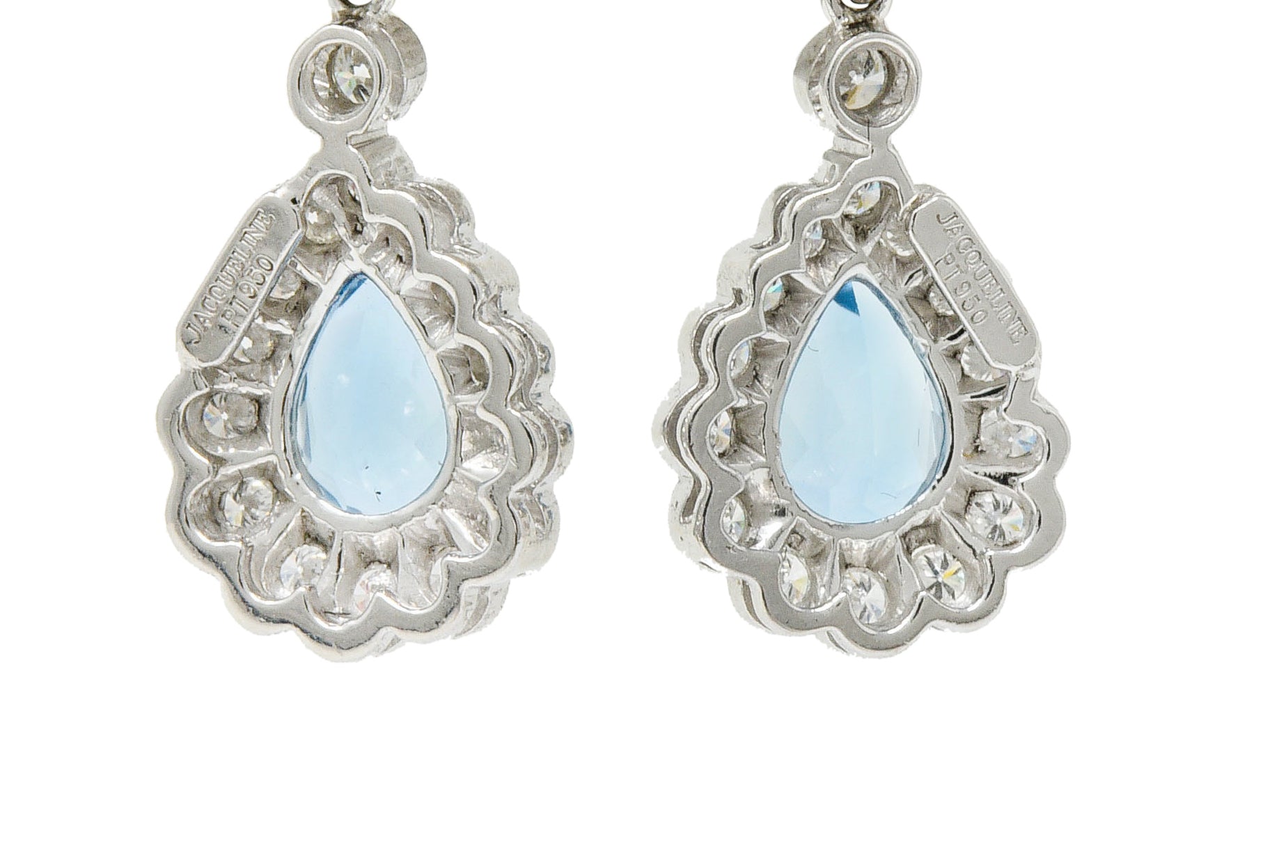 2.00 CTW Aquamarine Diamond Platinum 18 Karat White Gold Convertible Drop EarringsEarrings - Wilson's Estate Jewelry