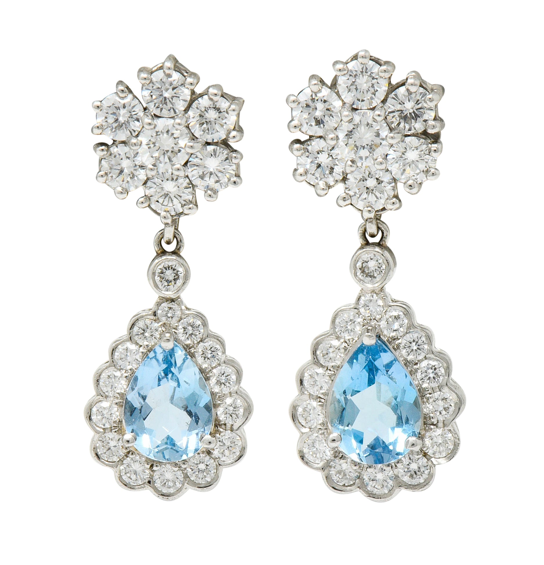 Aquamarine & Diamond Platinum 18 Karat White Gold Convertible Drop EarringsEarrings - Wilson's Estate Jewelry