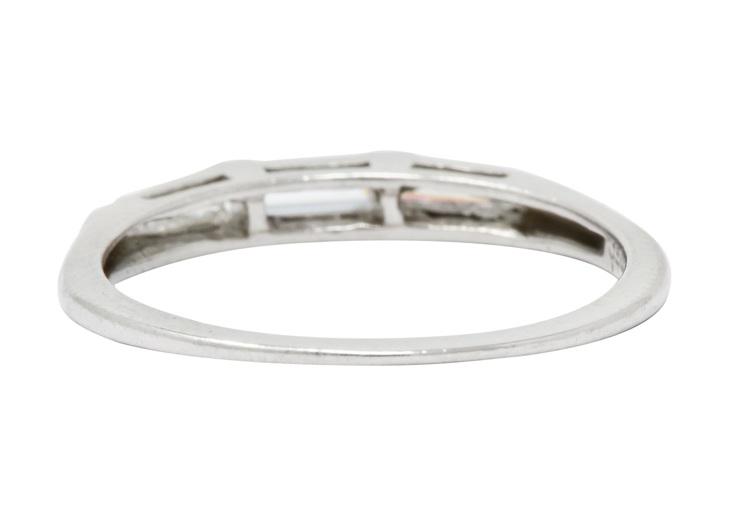 J.E. Caldwell Baguette Diamond Platinum Stacking Band Ring Circa 1950 - Wilson's Estate Jewelry