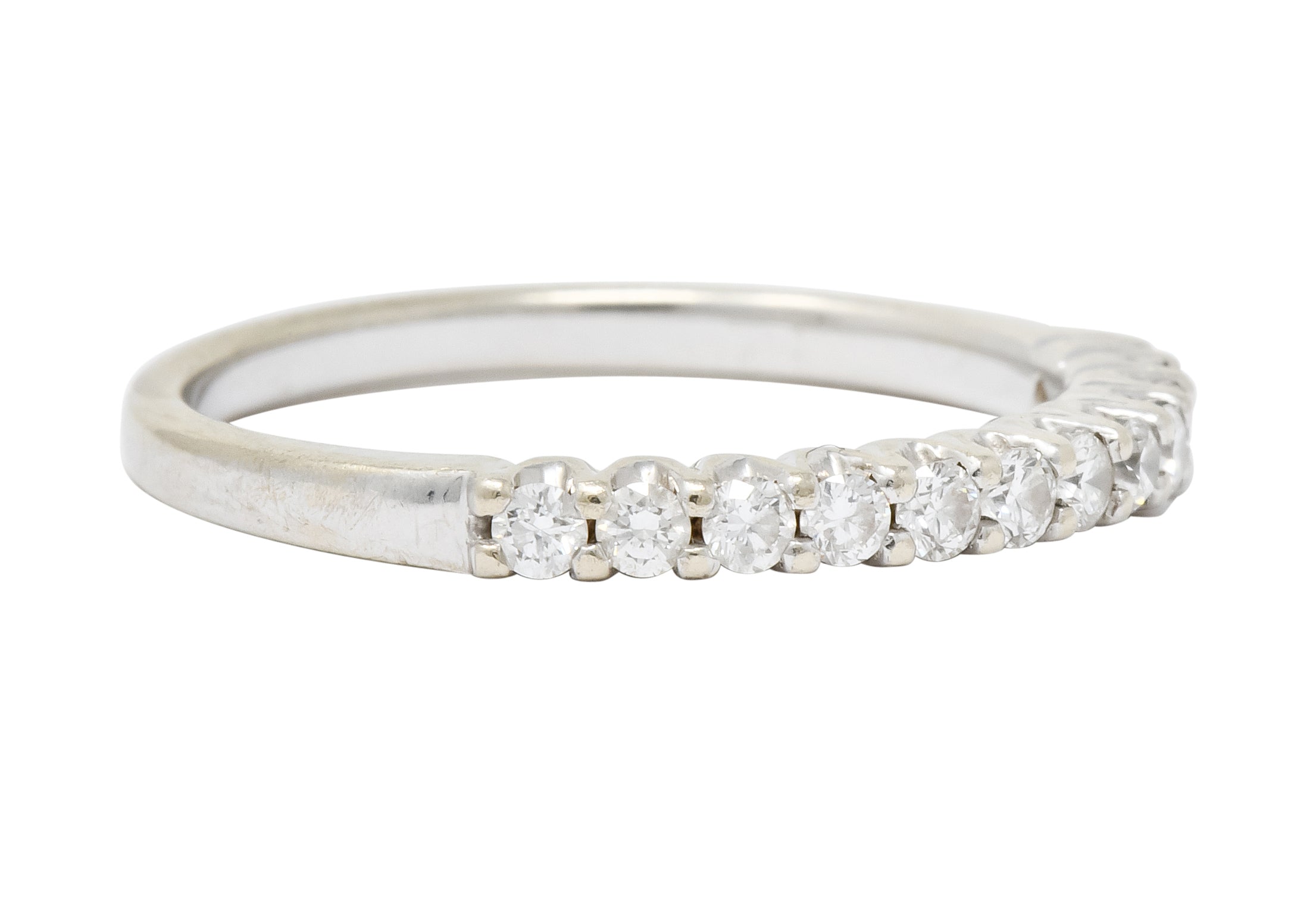 Contemporary 0.33 CTW Diamond 18 Karat White Gold Anniversary Band Ring - Wilson's Estate Jewelry