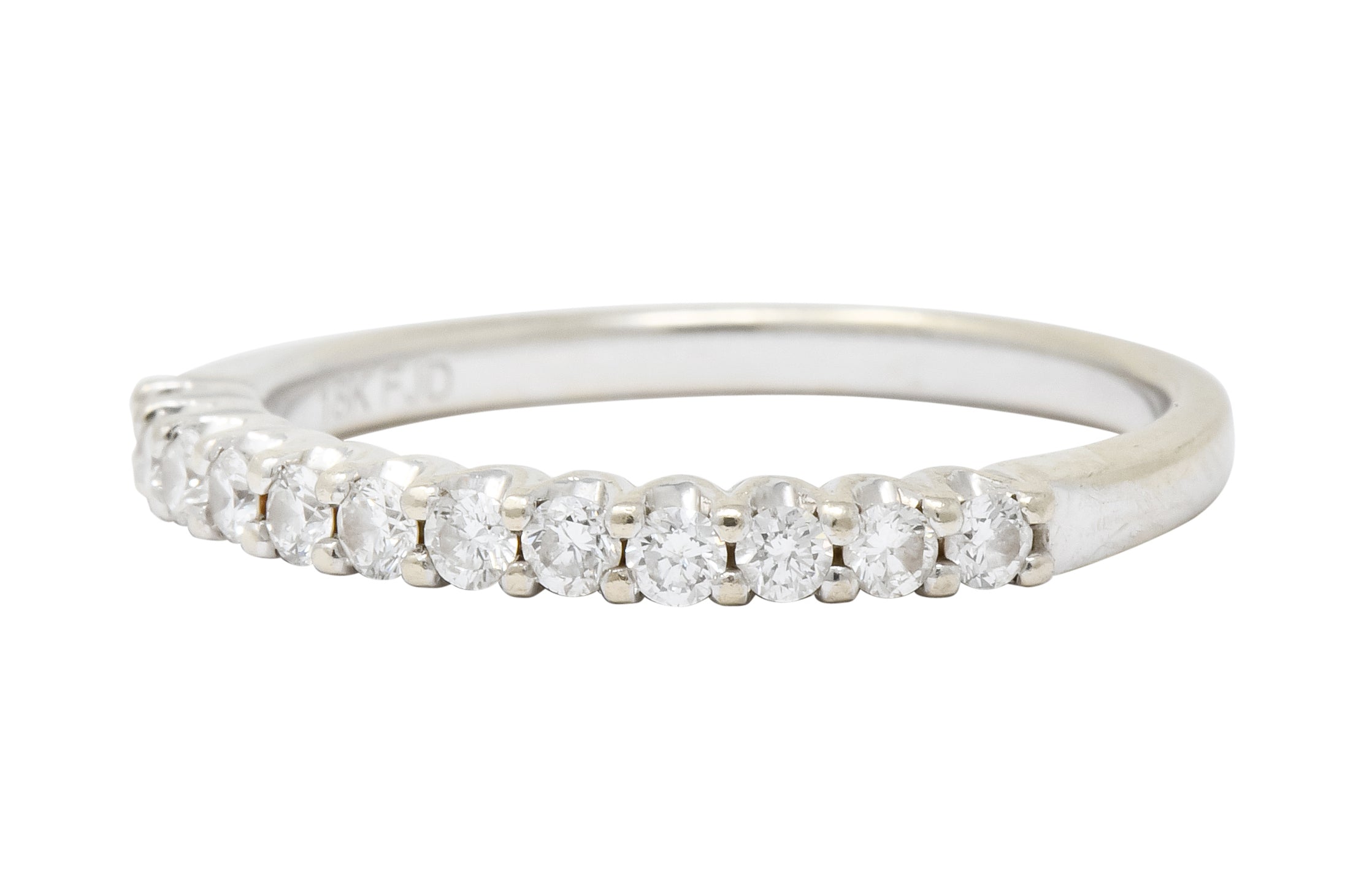 Contemporary 0.33 CTW Diamond 18 Karat White Gold Anniversary Band Ring - Wilson's Estate Jewelry