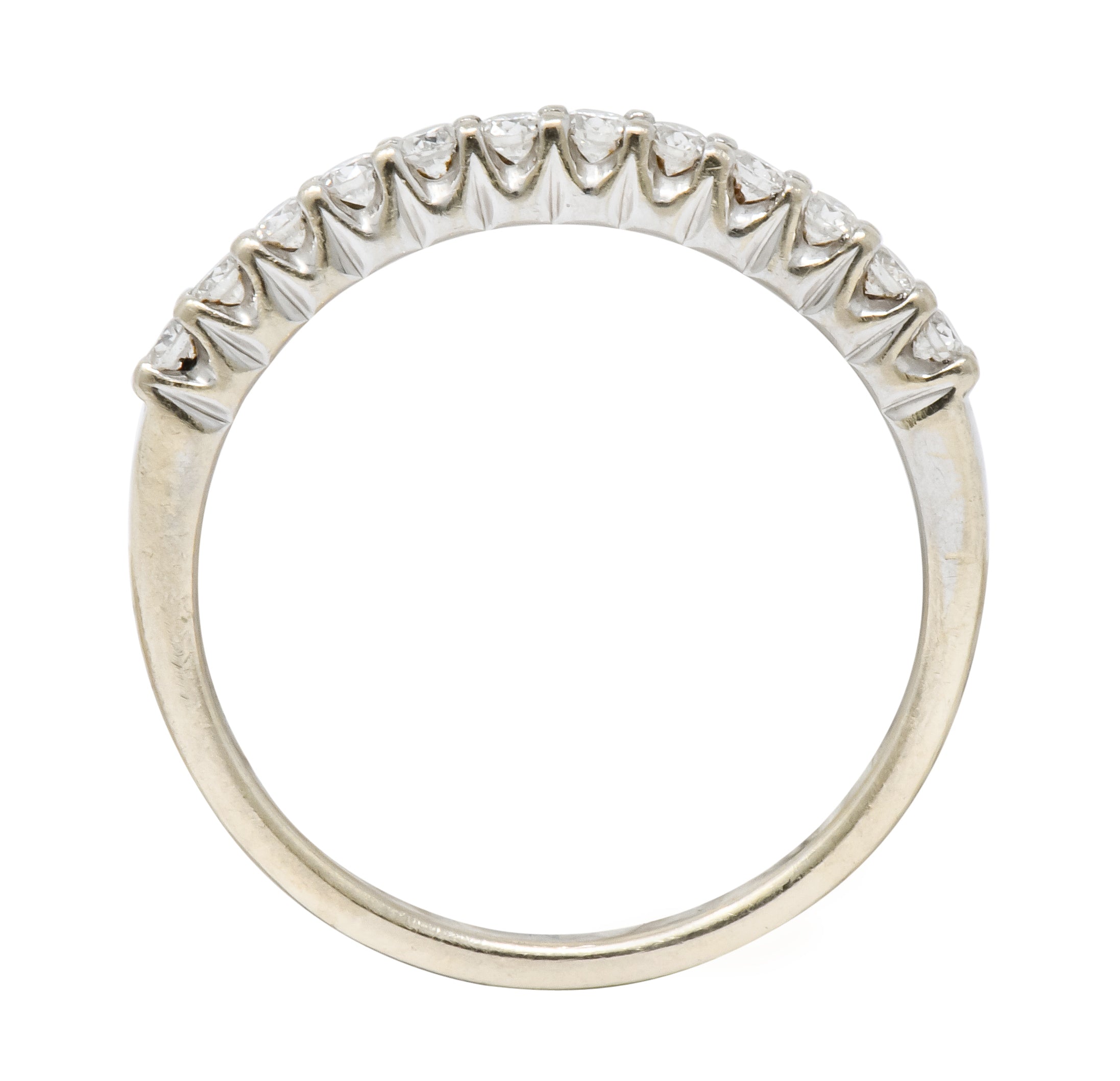 Contemporary 0.33 CTW Diamond 18 Karat White Gold Anniversary Band Ring - Wilson's Estate Jewelry