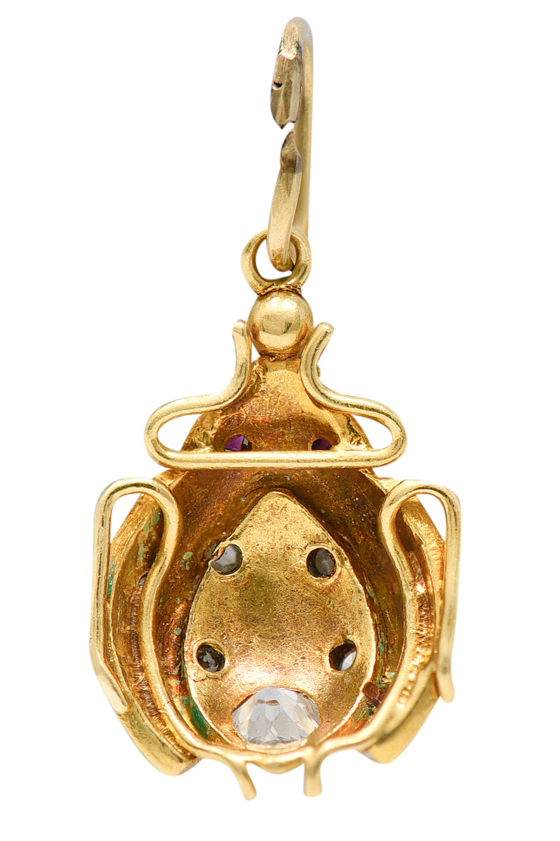 Art Nouveau Diamond Ruby Enamel 18 Karat Gold Ladybug Charmcharm - Wilson's Estate Jewelry