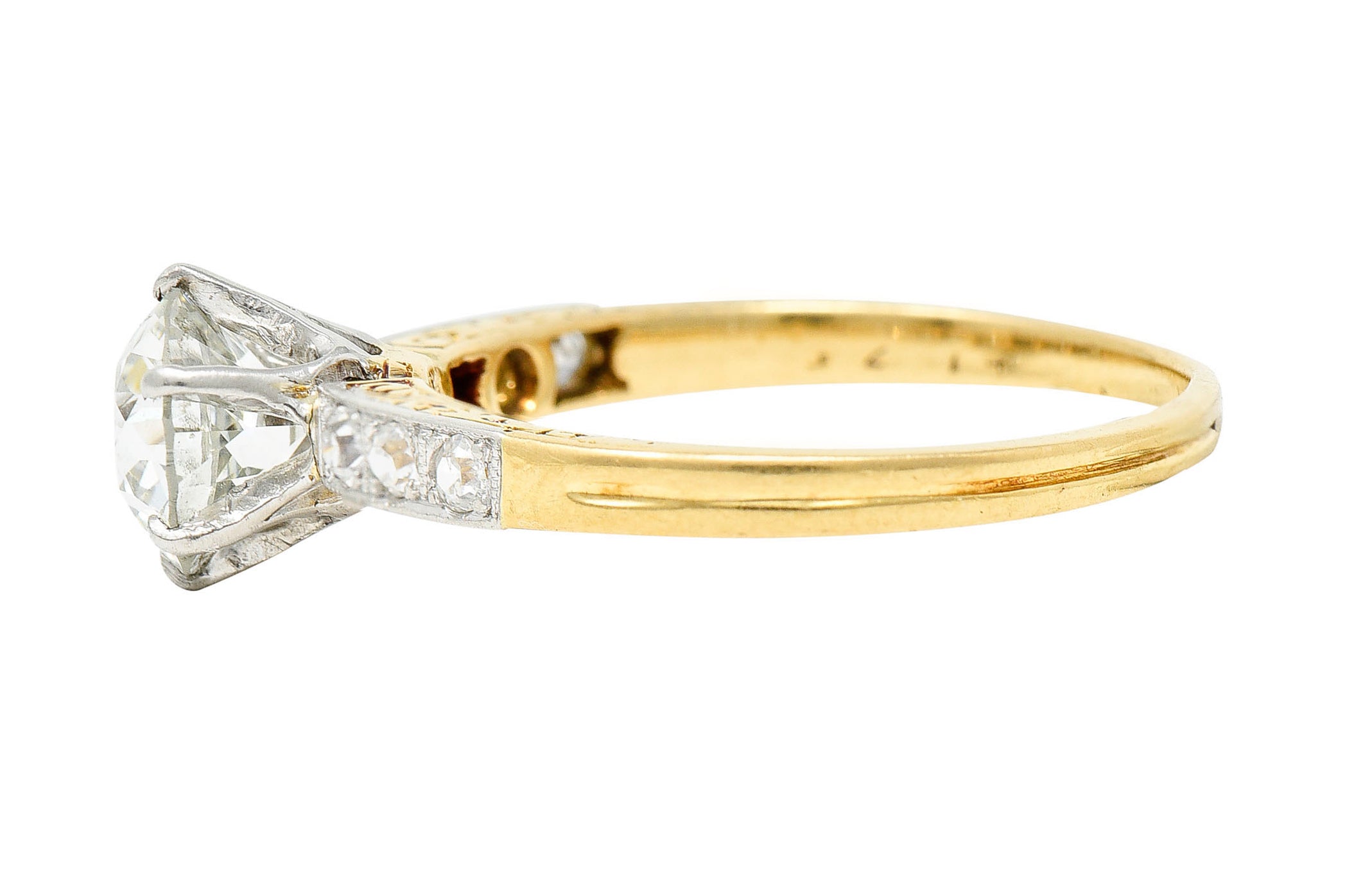 Early Art Deco 0.95 CTW Diamond Platinum-Topped 18 Karat Gold Engagement RingRing - Wilson's Estate Jewelry