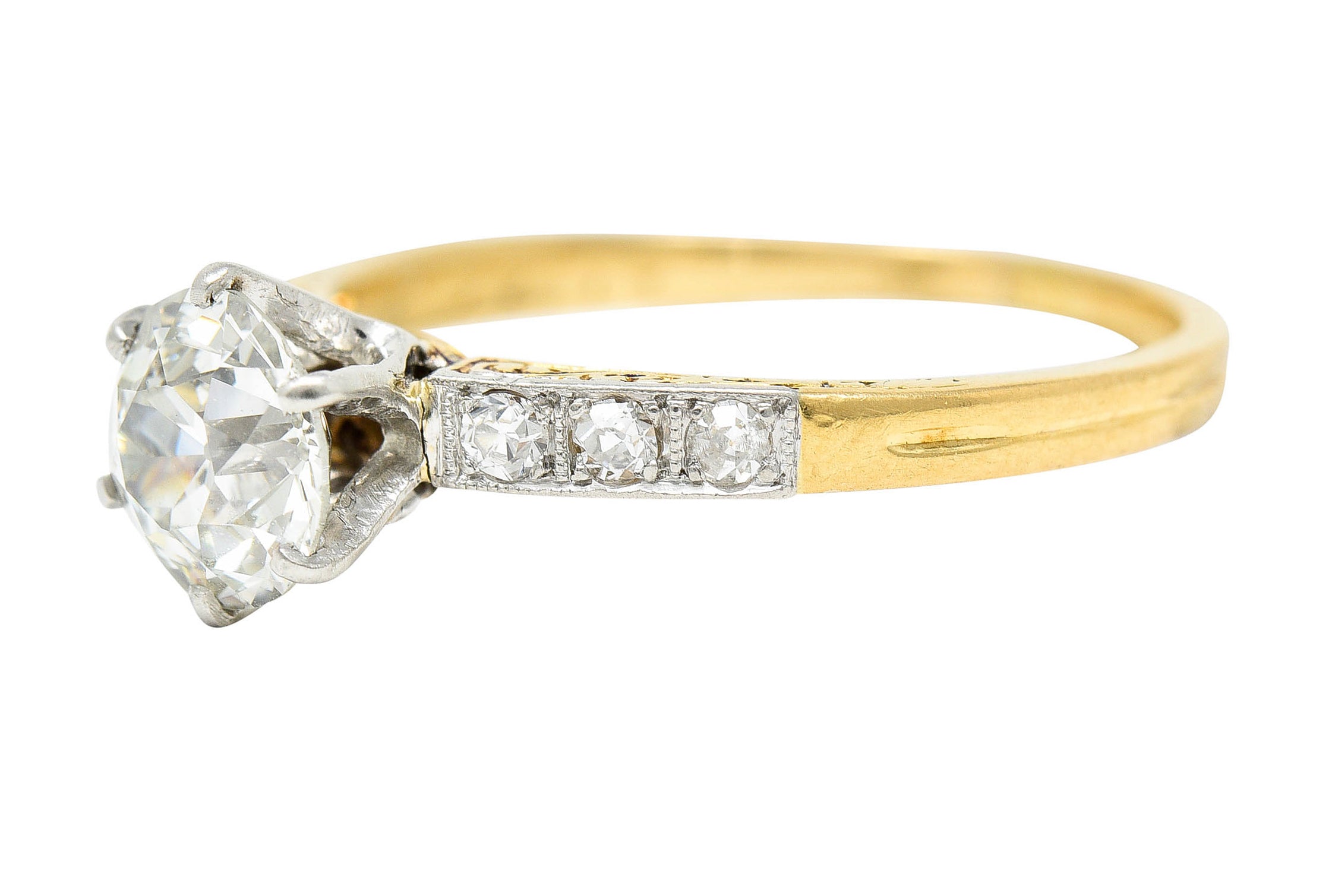 Early Art Deco 0.95 CTW Diamond Platinum-Topped 18 Karat Gold Engagement RingRing - Wilson's Estate Jewelry