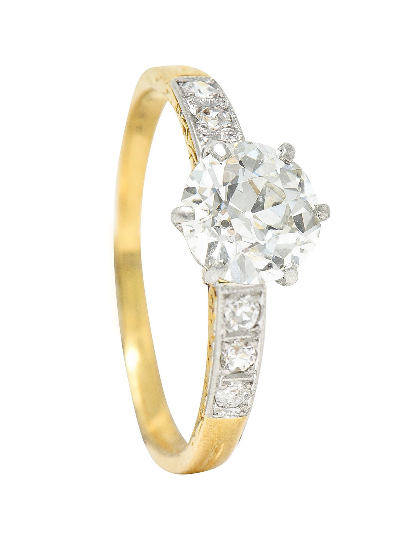 Early Art Deco 0.95 CTW Diamond Platinum-Topped 18 Karat Gold Engagement RingRing - Wilson's Estate Jewelry