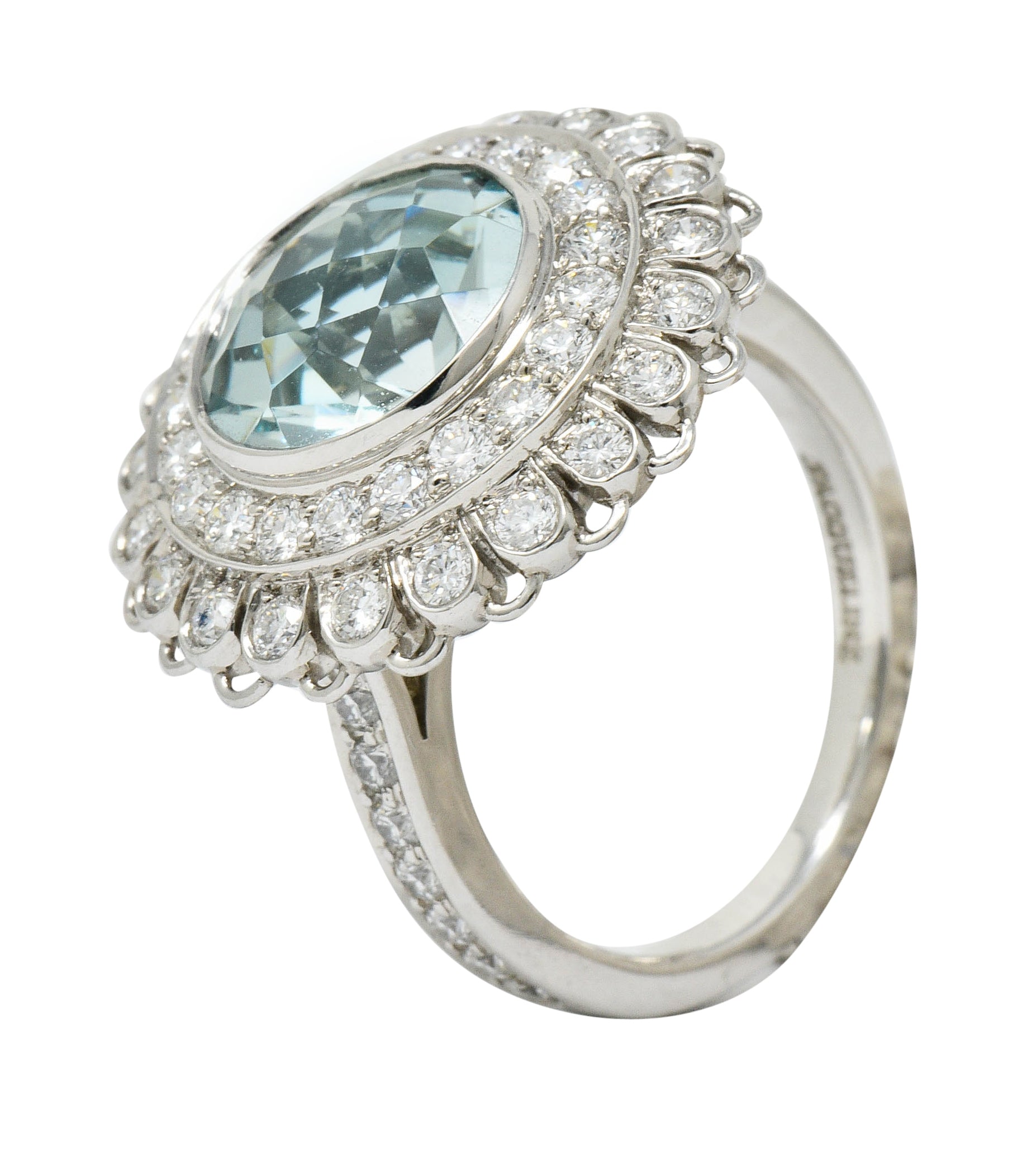 Green Beryl Diamond Platinum Floral Cluster Statement RingRing - Wilson's Estate Jewelry