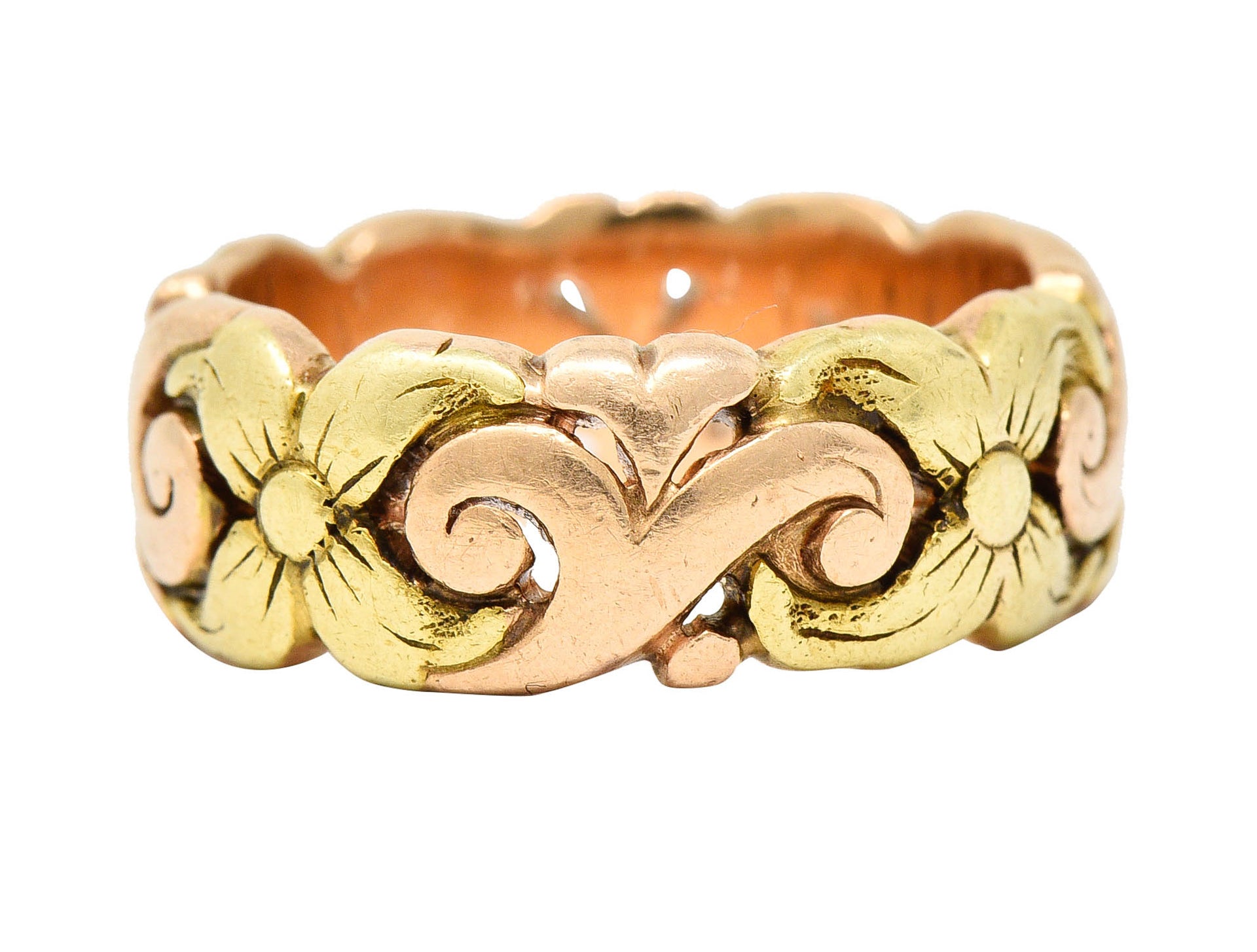 1920's Jabel 14 Karat Two-Tone Gold Blossom Eternity Band RingRing - Wilson's Estate Jewelry