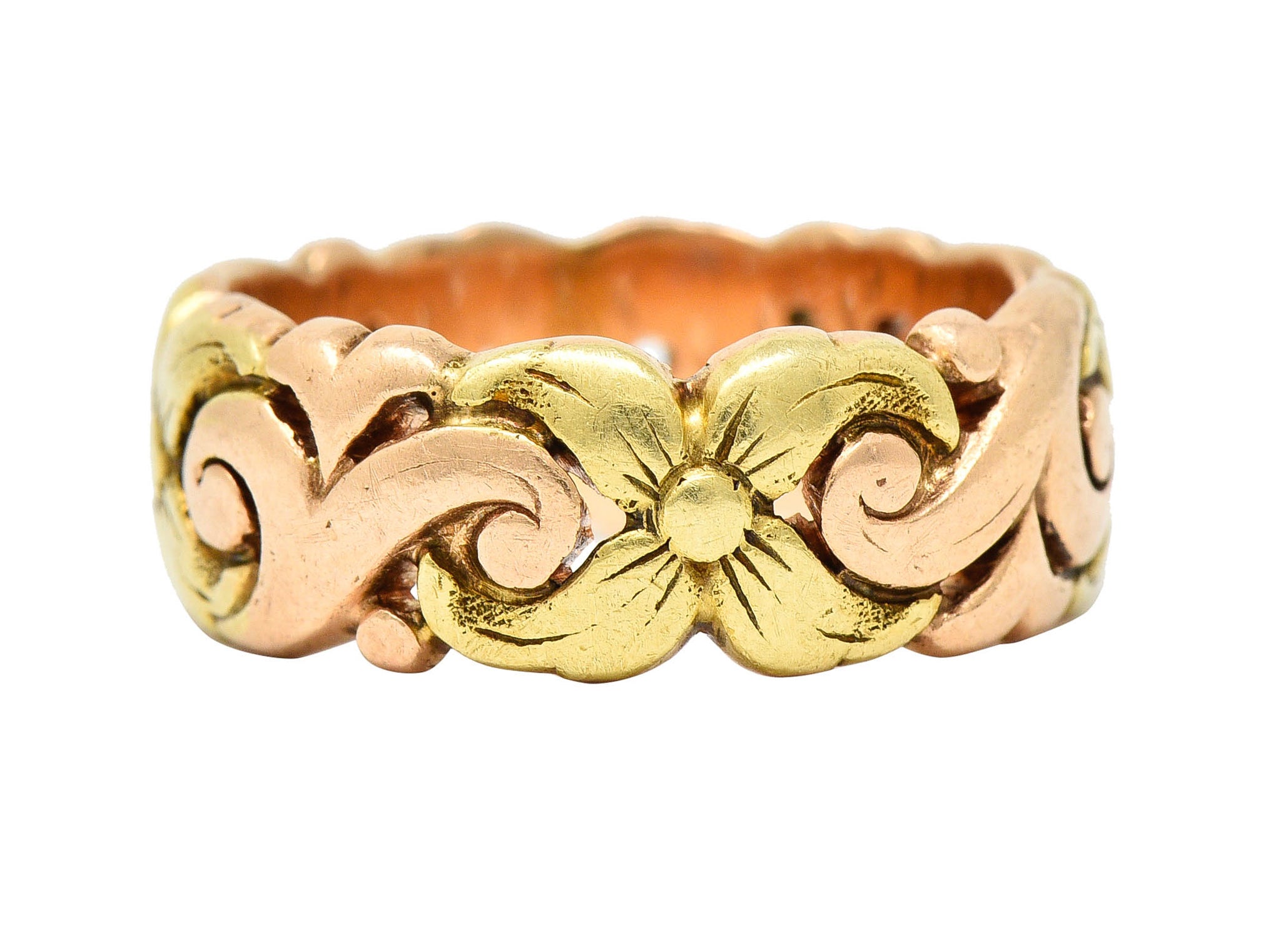 1920's Jabel 14 Karat Two-Tone Gold Blossom Eternity Band RingRing - Wilson's Estate Jewelry