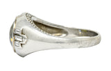 .11111 *Art Deco 5.25 CTW No Heat Green Sapphire Diamond Platinum Men's Ring GIA - Wilson's Estate Jewelry