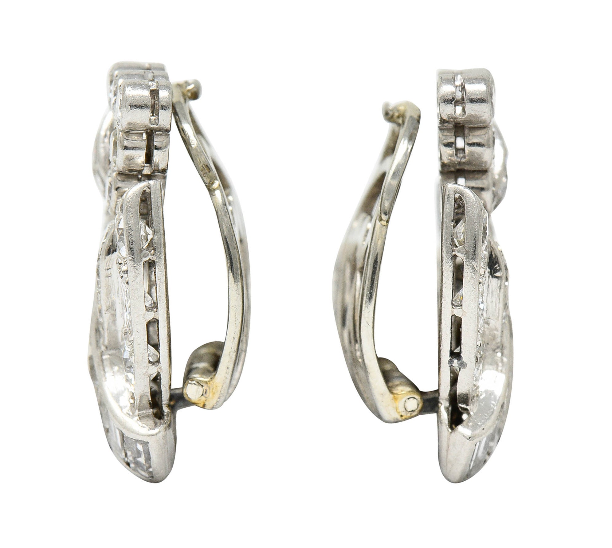 1950's Mid-Century 3.07 CTW Diamond Platinum Ear-Clip EarringsEarrings - Wilson's Estate Jewelry