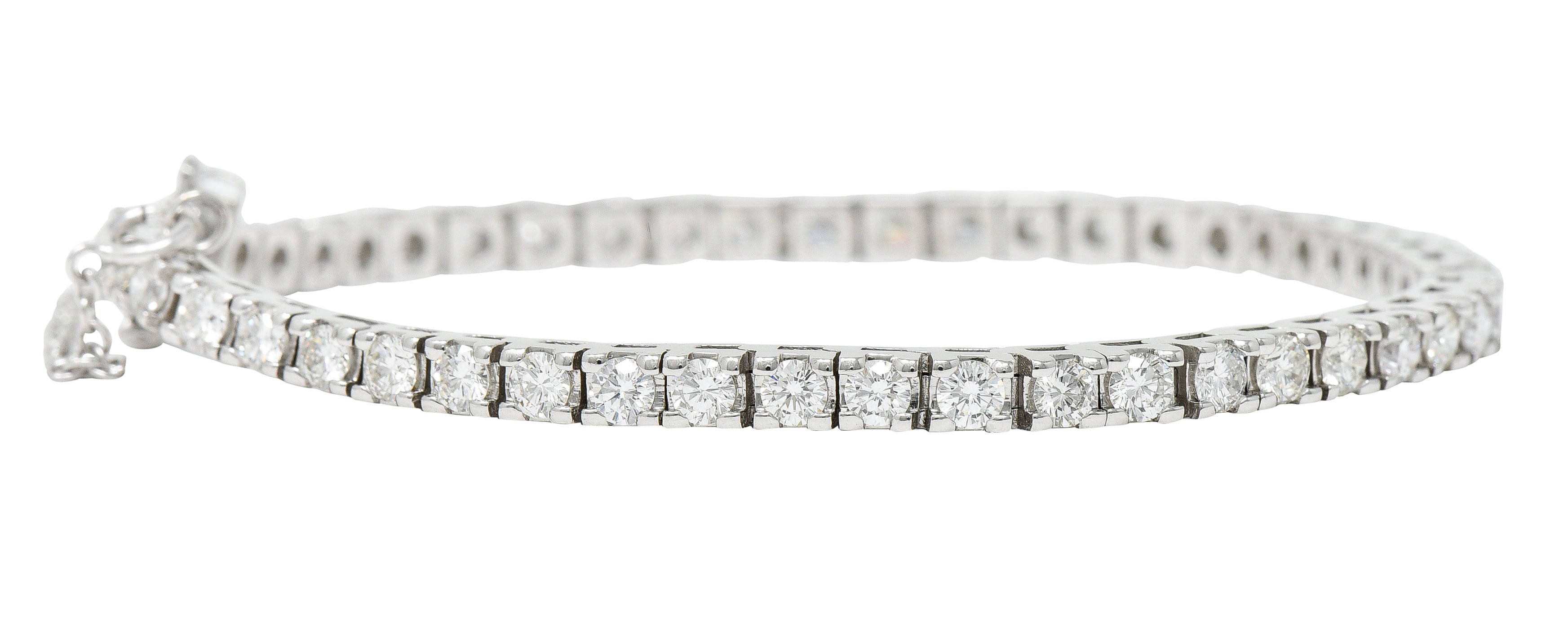 1980's Vintage 5.00 CTW Diamond 14 Karat White Gold Tennis Bracelet Wilson's Estate Jewelry