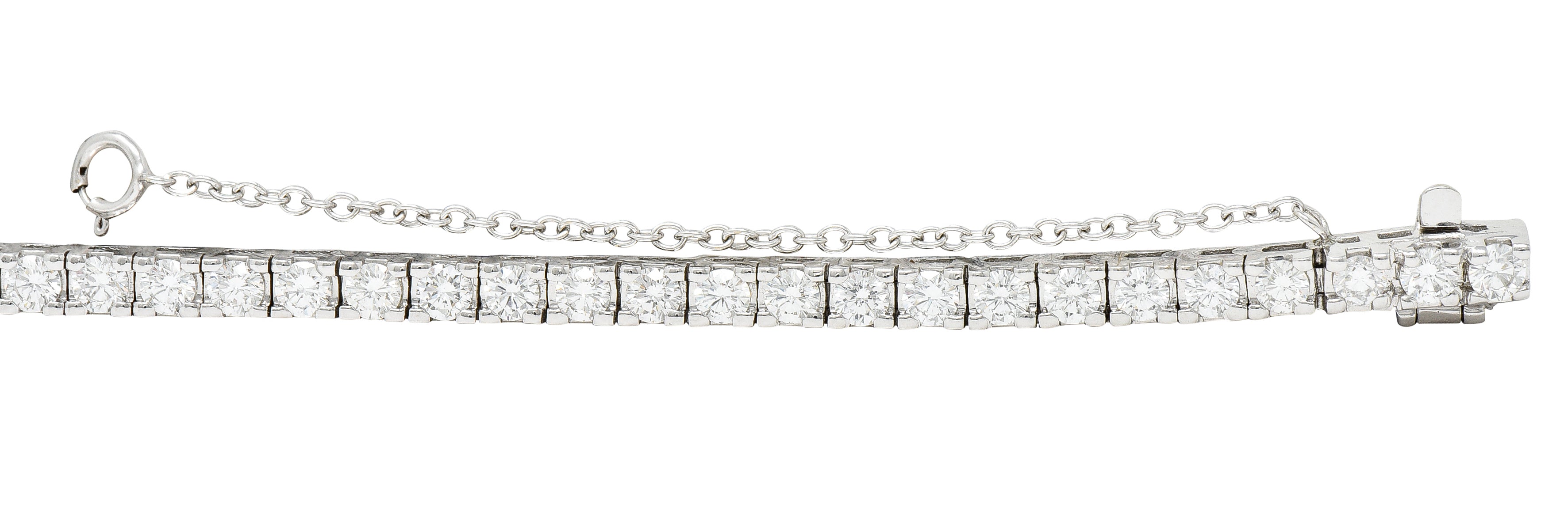 1980's Vintage 5.00 CTW Diamond 14 Karat White Gold Tennis Bracelet Wilson's Estate Jewelry