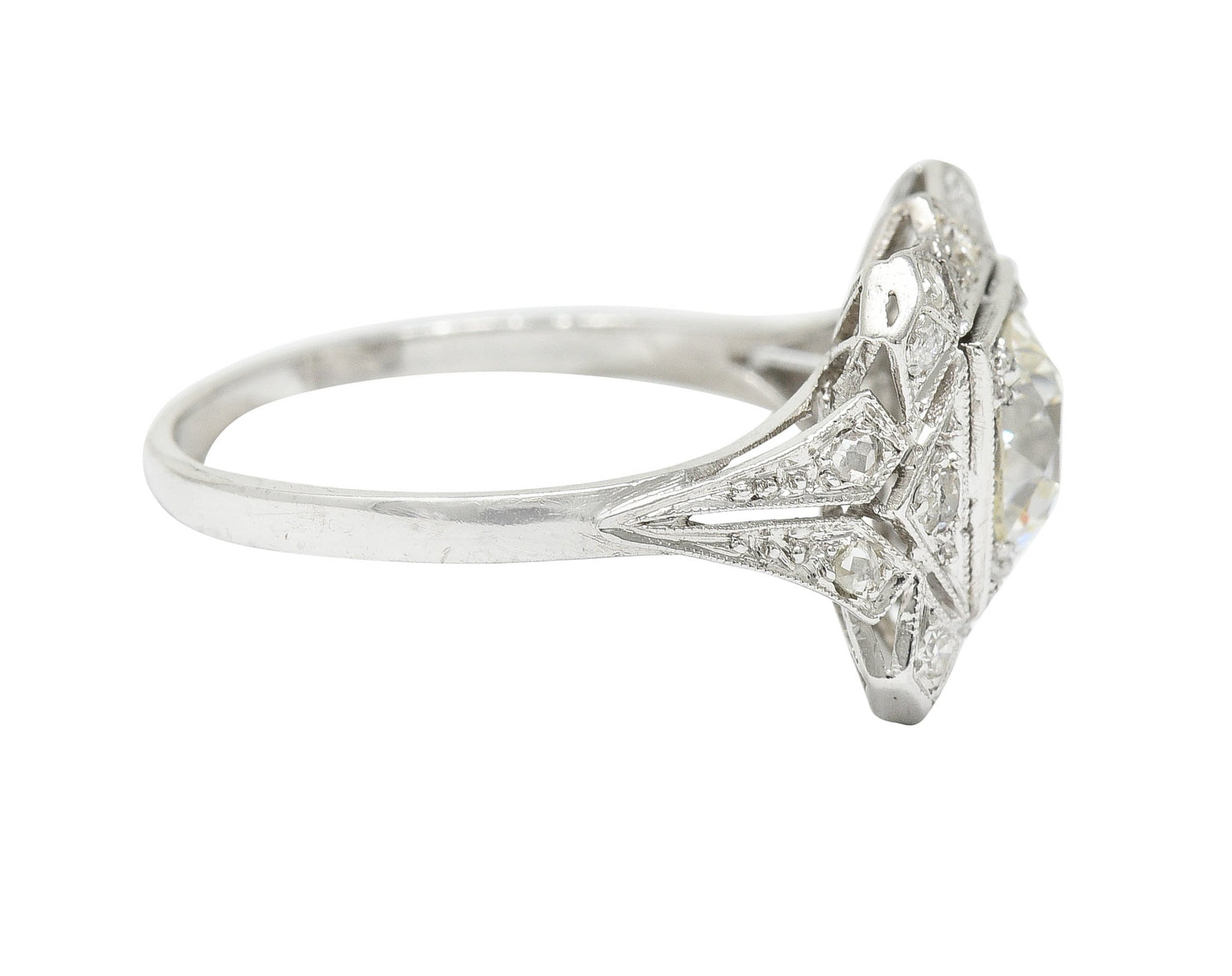 1930's Art Deco 1.40 CTW Diamond Platinum Geometric Dinner Ring GIARing - Wilson's Estate Jewelry