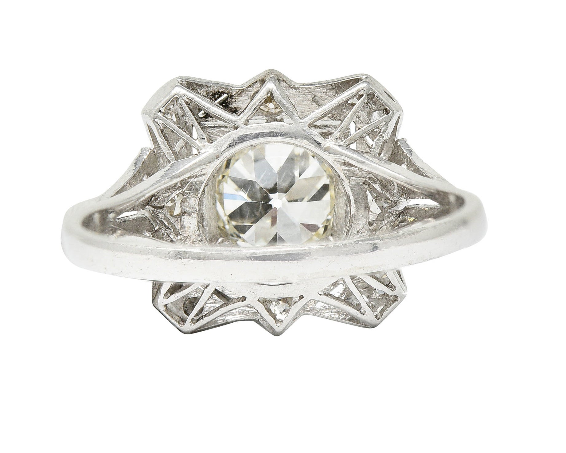 1930's Art Deco 1.40 CTW Diamond Platinum Geometric Dinner Ring GIARing - Wilson's Estate Jewelry