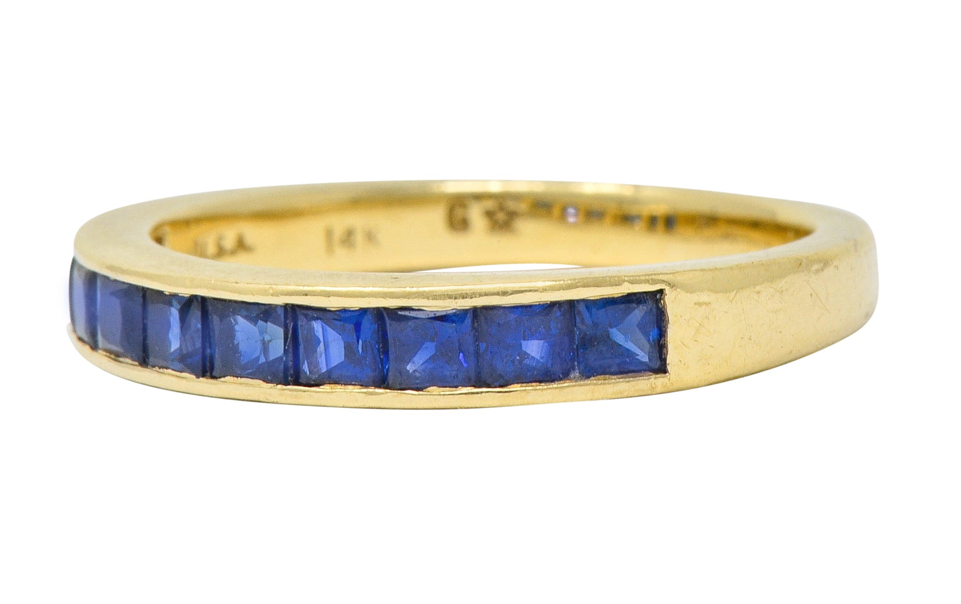 Vintage Sapphire 14 Karat Gold Channel Band Ring - Wilson's Estate Jewelry