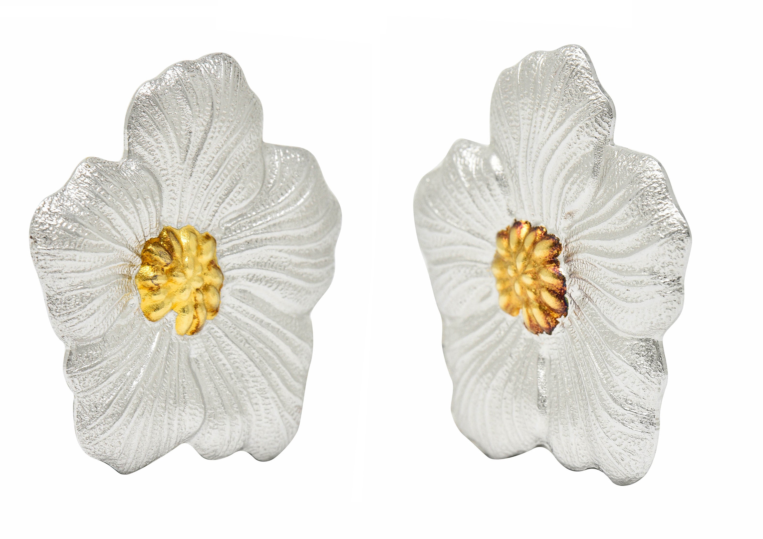 Buccellati Sterling Silver Vermeil Gardenia Blossom Ear-Clip EarringsEarrings - Wilson's Estate Jewelry