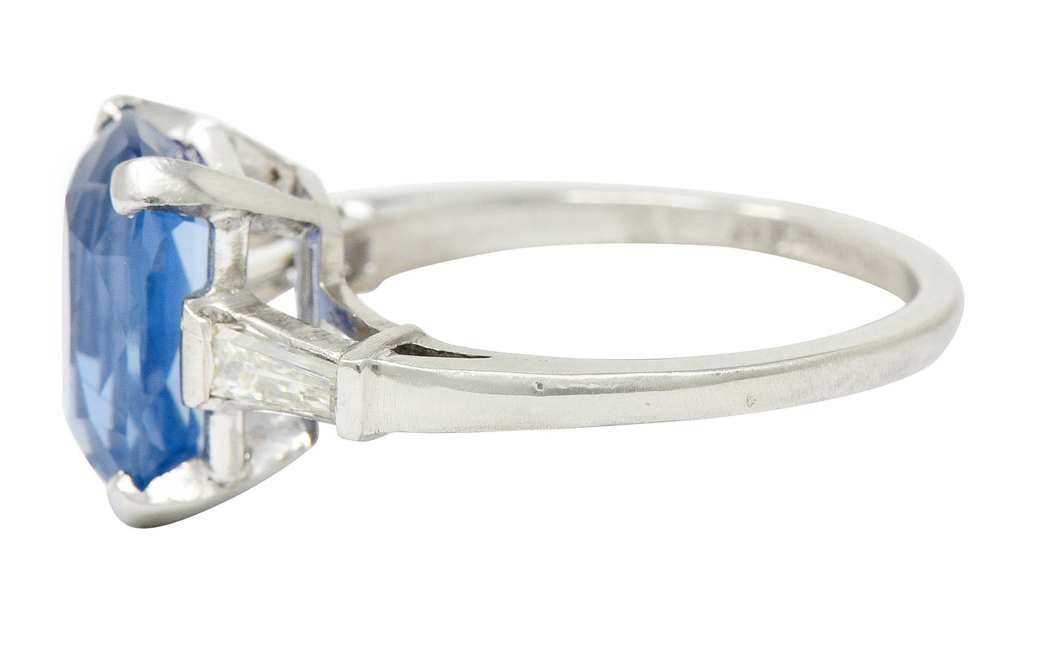 1950's Mid-Century 4.53 CTW No Heat Ceylon Sapphire Diamond Platinum Ring GIARing - Wilson's Estate Jewelry