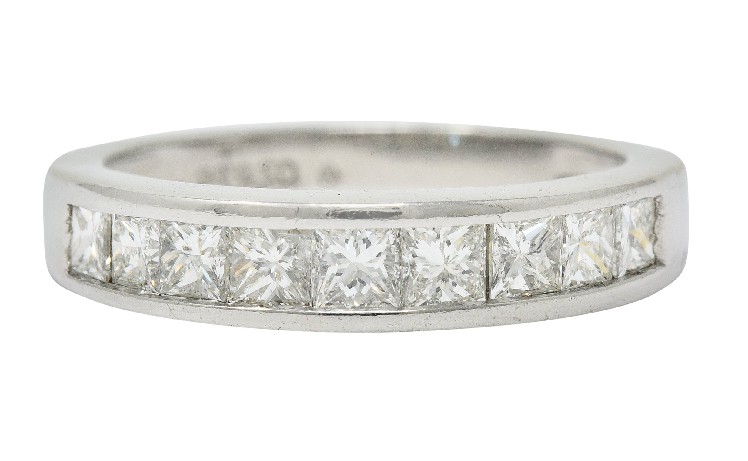 Contemporary 1.00 CTW Princess Cut Diamond Platinum Channel Band Ring - Wilson's Estate Jewelry