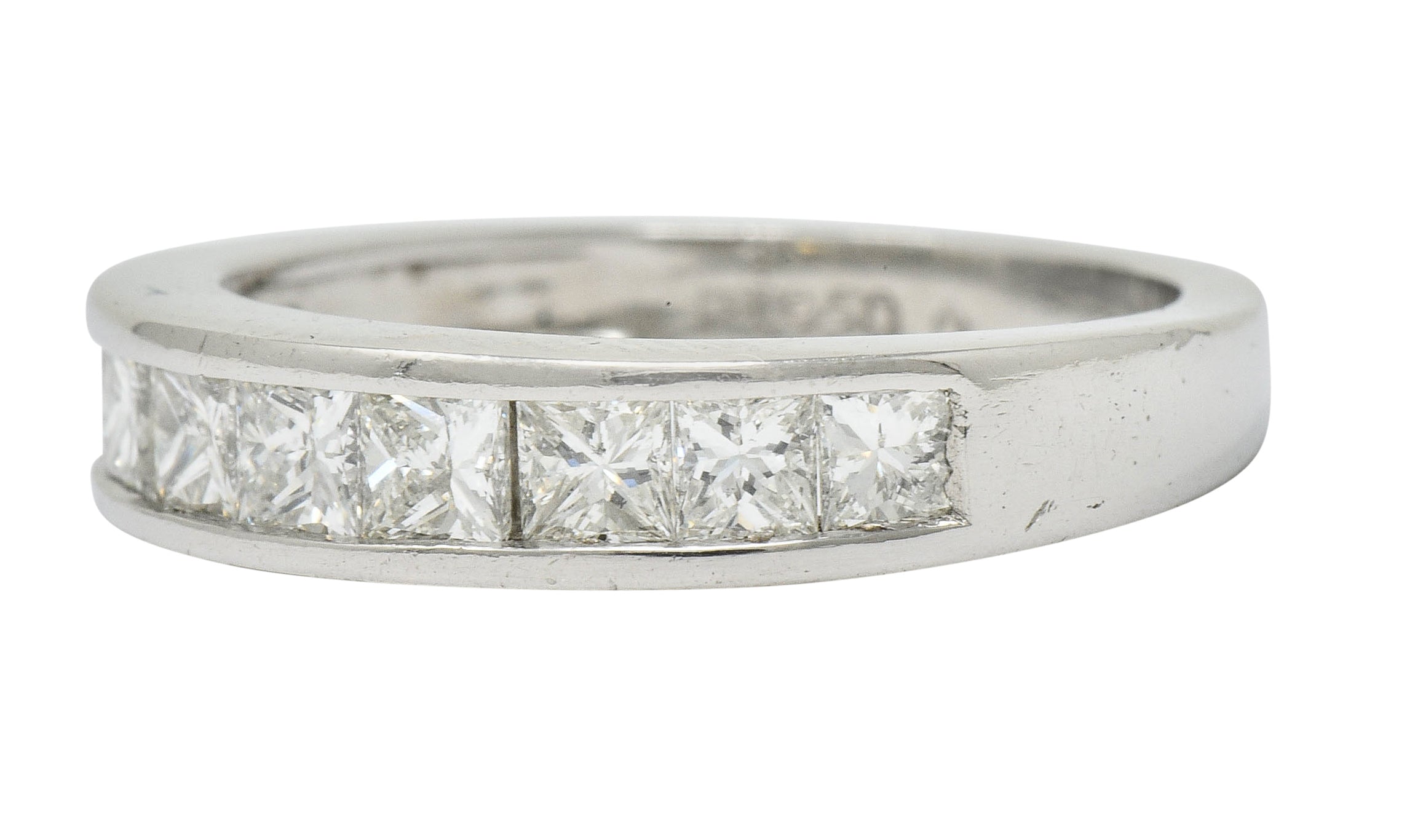 Contemporary 1.00 CTW Princess Cut Diamond Platinum Channel Band Ring - Wilson's Estate Jewelry