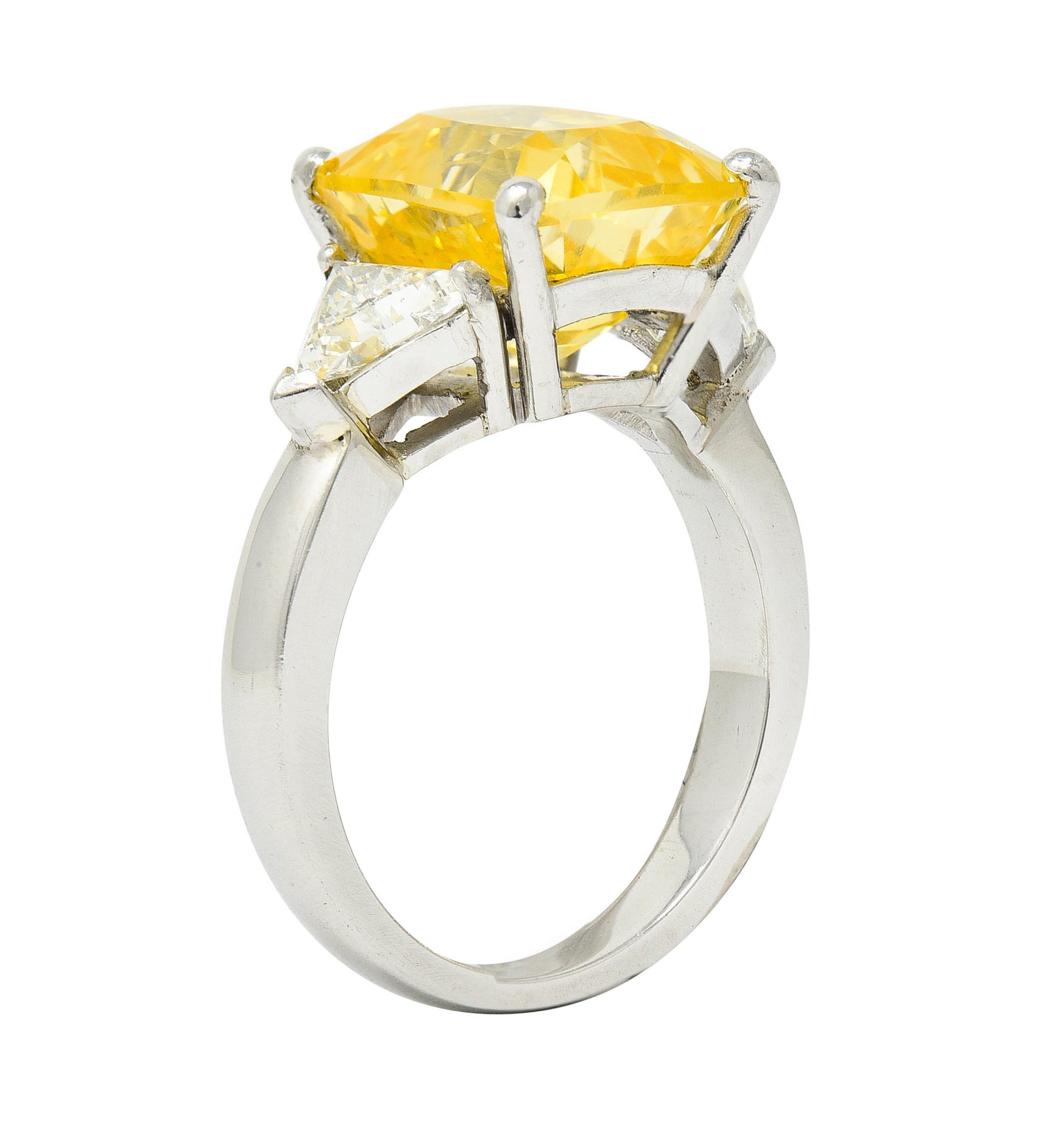 1980's Vintage 8.91 CTW No Heat Yellow Sapphire Diamond Platinum Ring GIARing - Wilson's Estate Jewelry