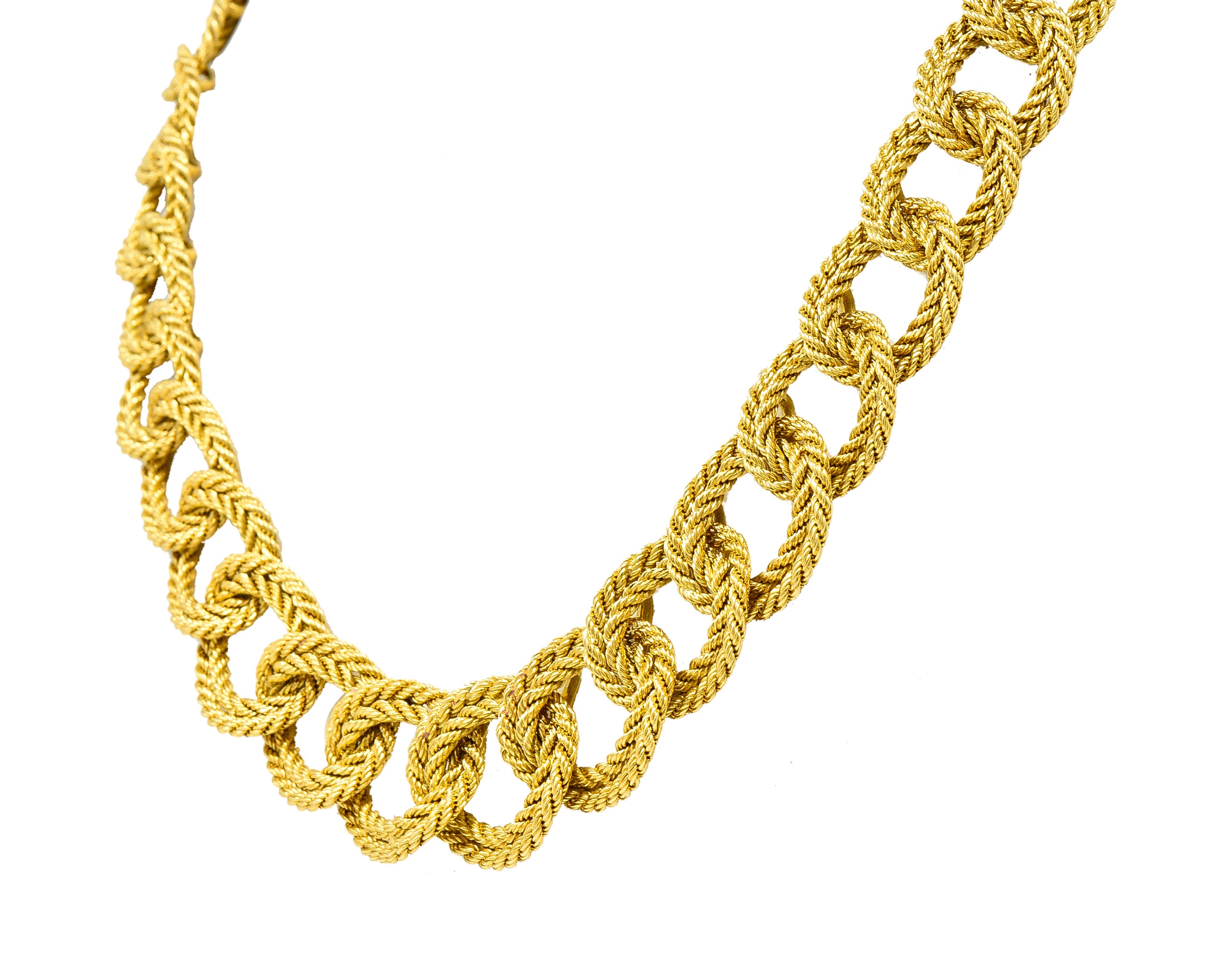 Tiffany & Co. L'enfant French 1960's 18 Karat Yellow Gold Twisted Rope Vintage Curb Chain Necklace Wilson's Estate Jewelry