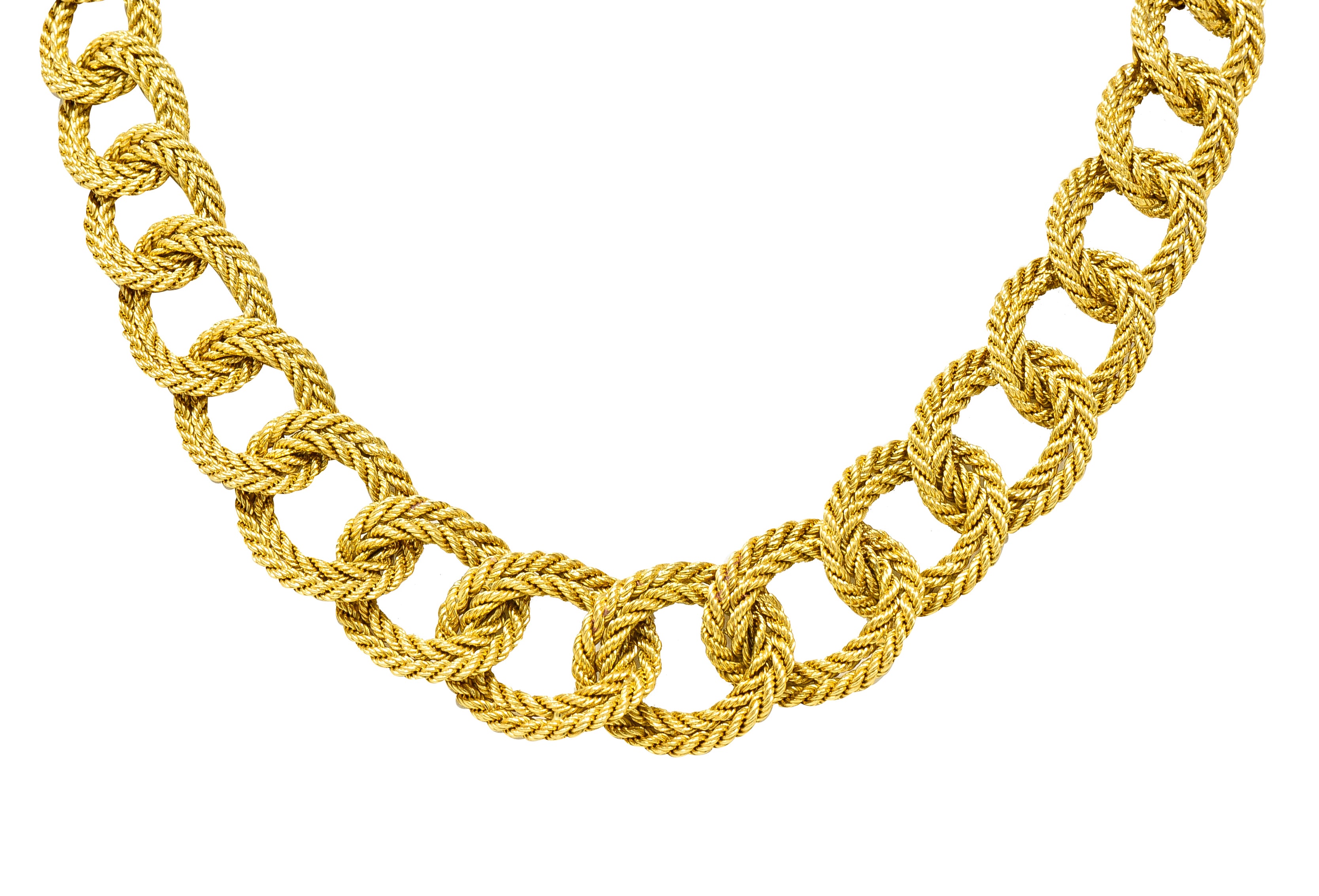 Tiffany & Co. L'enfant French 1960's 18 Karat Yellow Gold Twisted Rope Vintage Curb Chain Necklace Wilson's Estate Jewelry