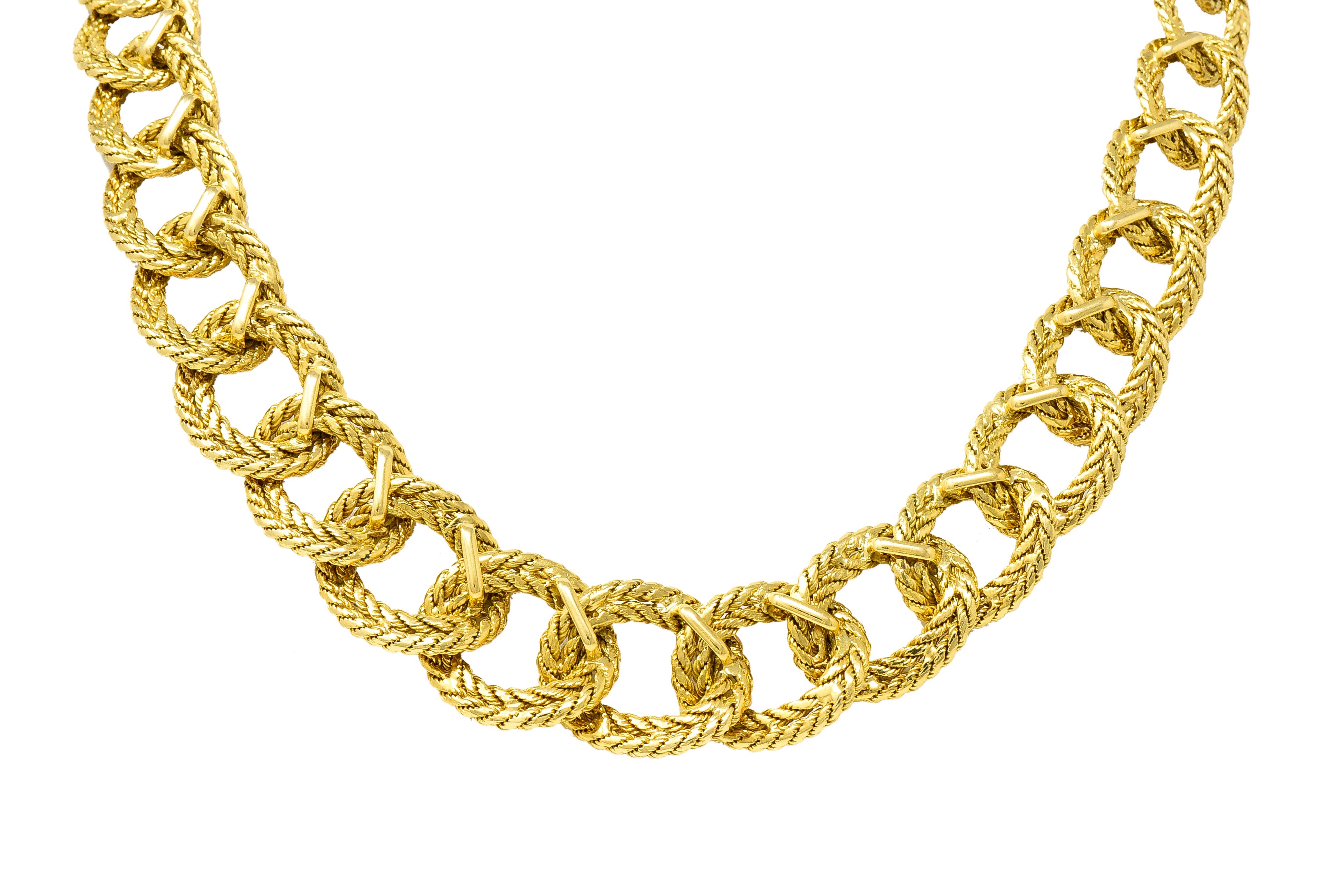 Tiffany & Co. L'enfant French 1960's 18 Karat Yellow Gold Twisted Rope Vintage Curb Chain Necklace Wilson's Estate Jewelry