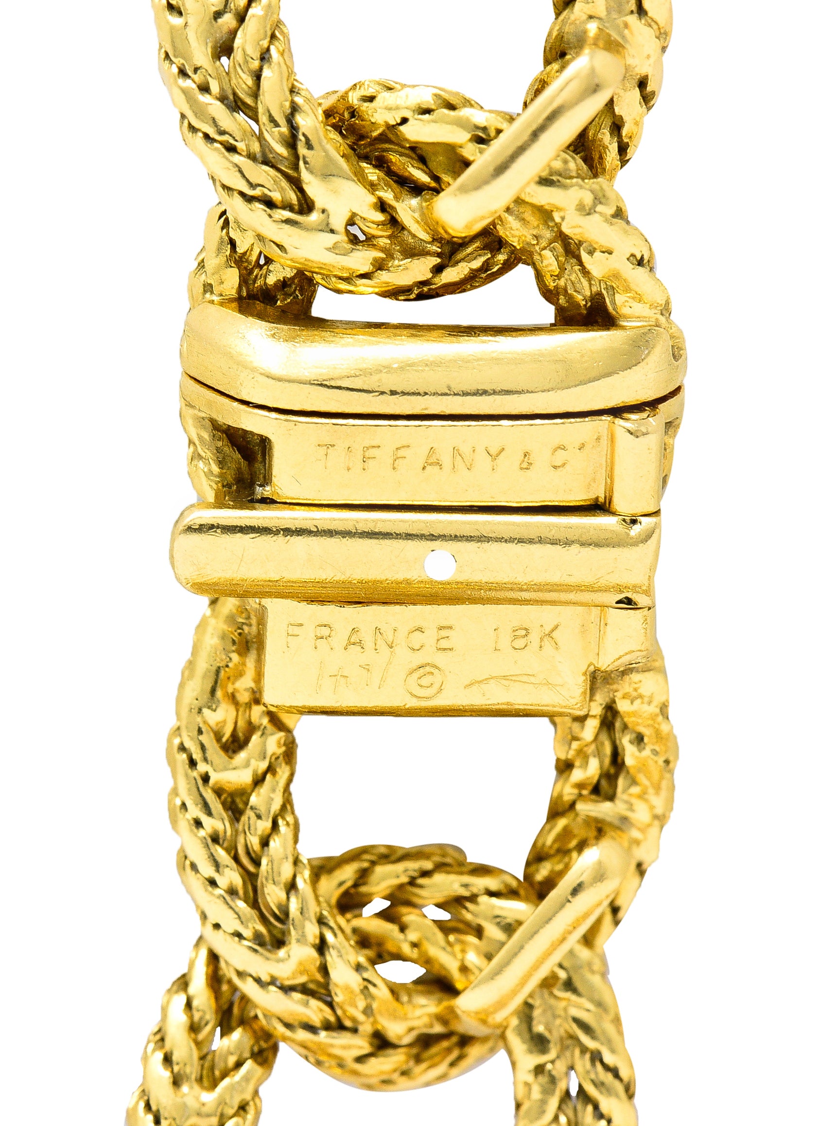 Tiffany & Co. L'enfant French 1960's 18 Karat Yellow Gold Twisted Rope Vintage Curb Chain Necklace Wilson's Estate Jewelry