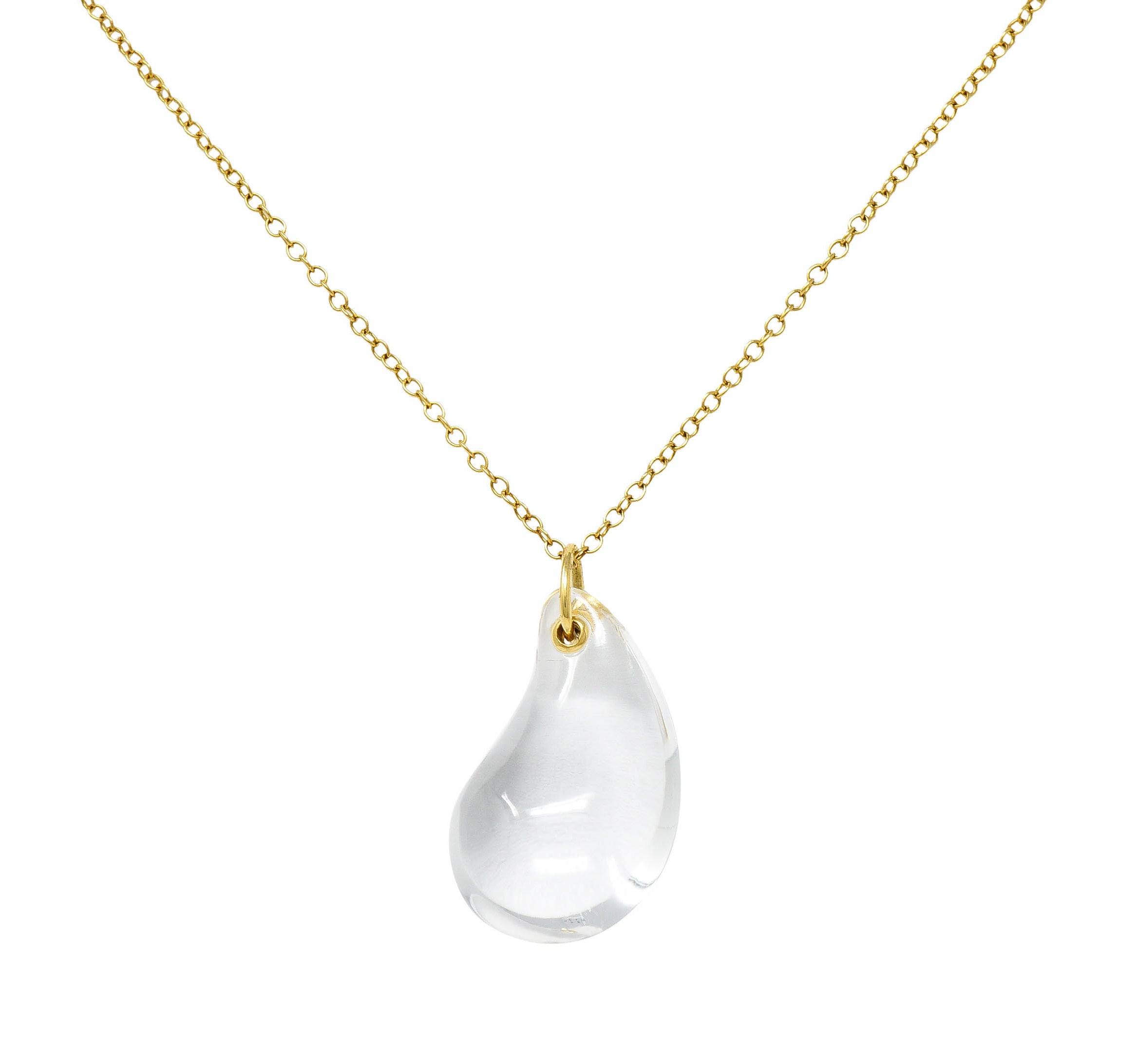 Tiffany & Co. Elsa Peretti Rock Crystal Quartz 18 Karat Gold Teardrop Pendant NecklaceNecklace - Wilson's Estate Jewelry