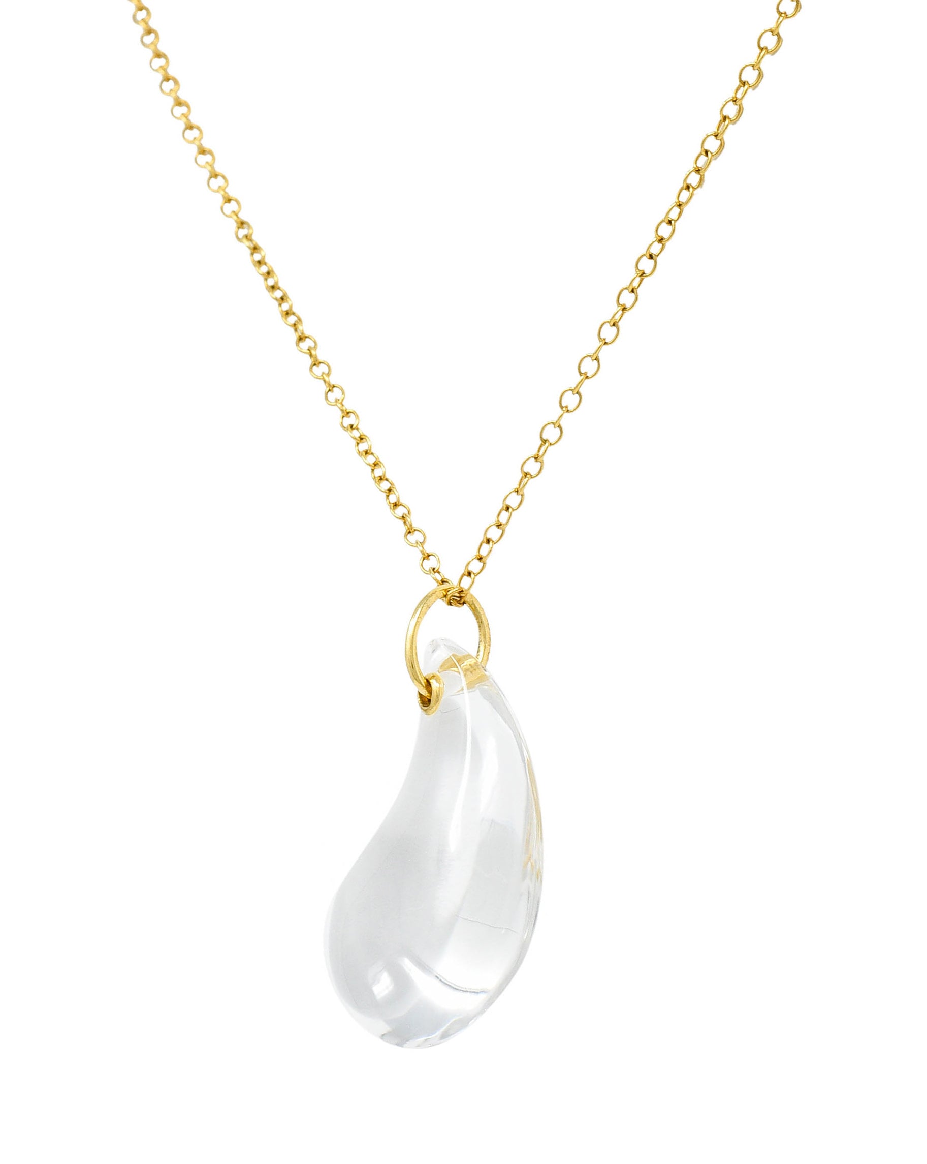 Tiffany & Co. Elsa Peretti Rock Crystal Quartz 18 Karat Gold Teardrop Pendant NecklaceNecklace - Wilson's Estate Jewelry