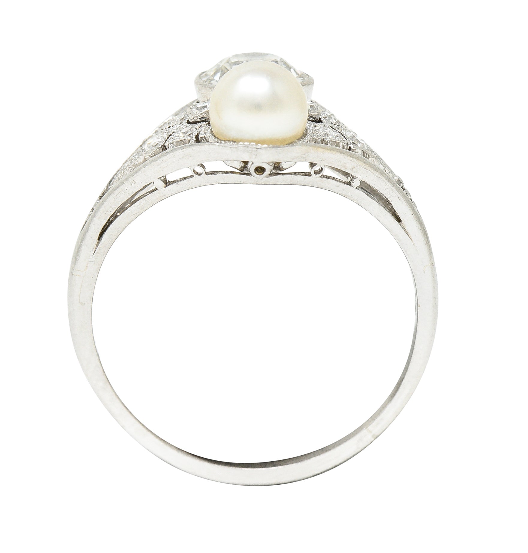 Frank Walter Lawrence Edwardian Pearl Platinum Toi Et Moi Antique Dinner Ring Wilson's Estate Jewelry