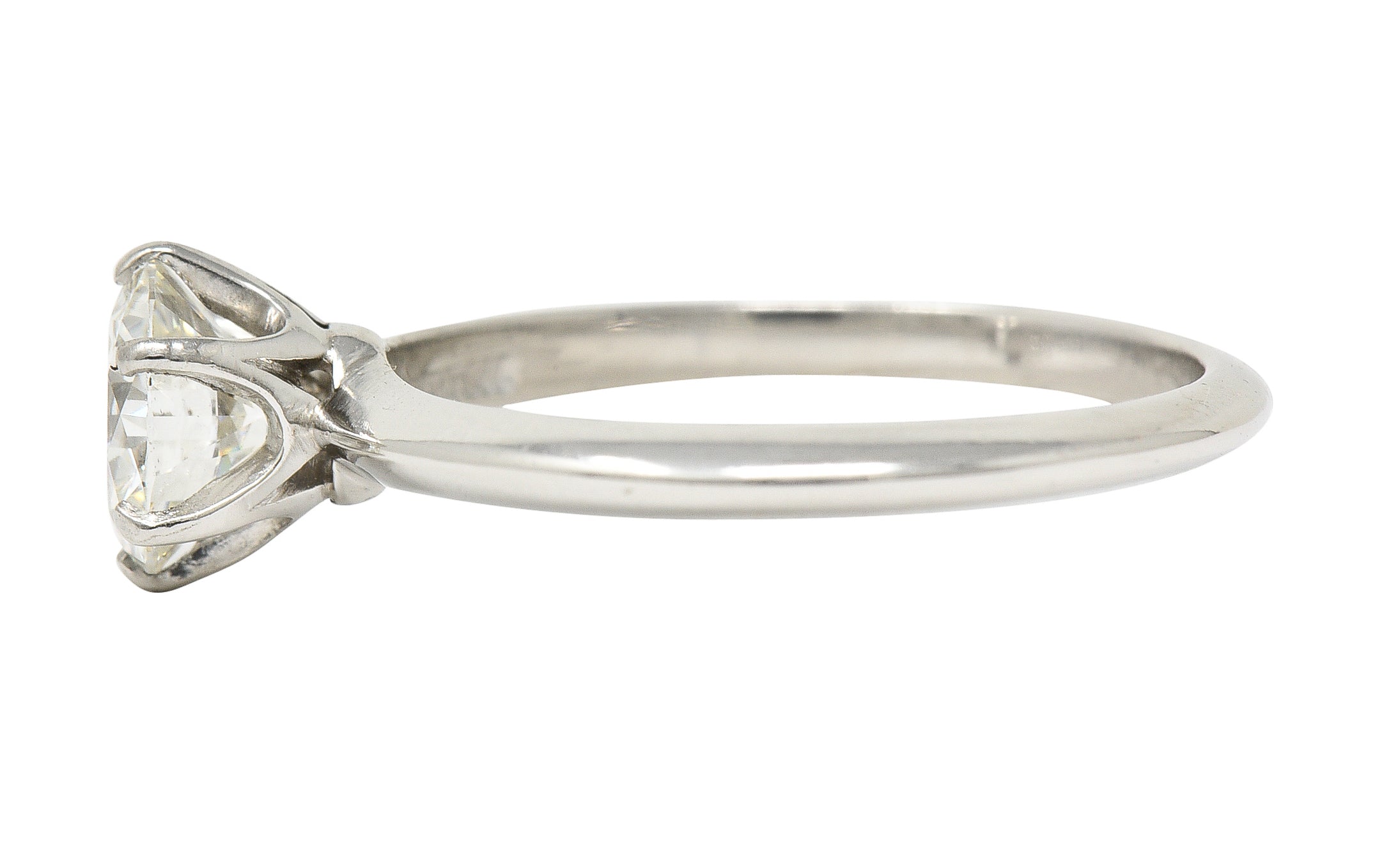 Tiffany & Co. Mid-Century 0.97 CTW Transitional Cut Diamond Platinum Six Prong Knife Edge Vintage Solitaire Engagement Ring GIA Wilson's Estate Jewelry