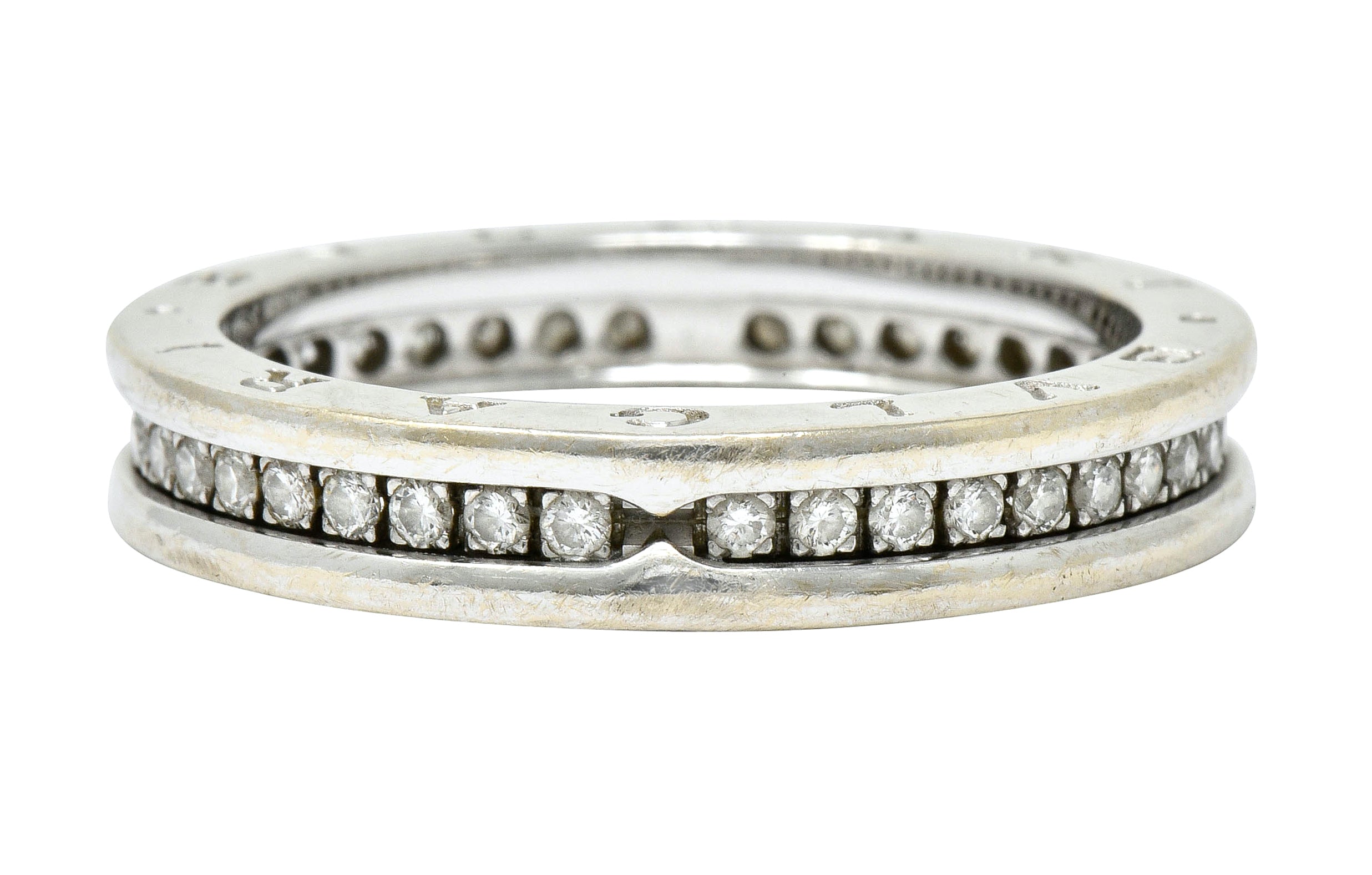 Bulgari 1.20 CTW Diamond 18 Karat White Gold Men's Eternity Band Ring - Wilson's Estate Jewelry