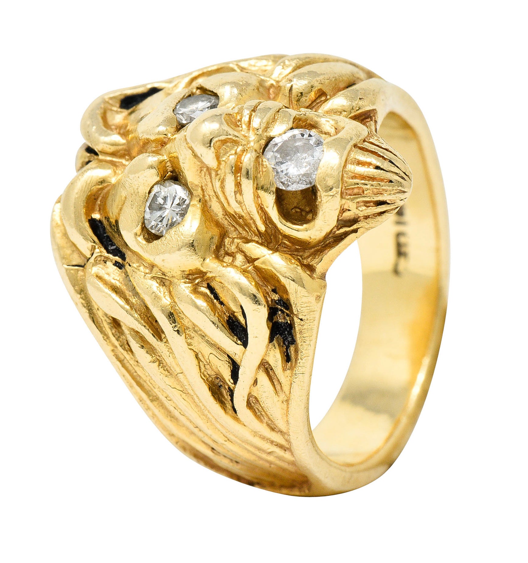 Clyde Duneier Diamond 14 Karat Gold Lion Band RingRing - Wilson's Estate Jewelry