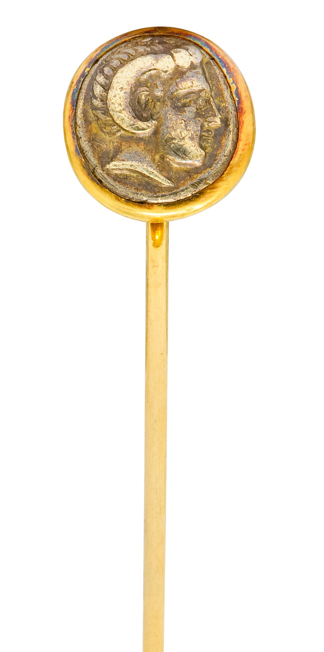 Victorian Tiffany & Co. 18 Karat Gold Zeus Ammon Ancient Coin Stickpin - Wilson's Estate Jewelry