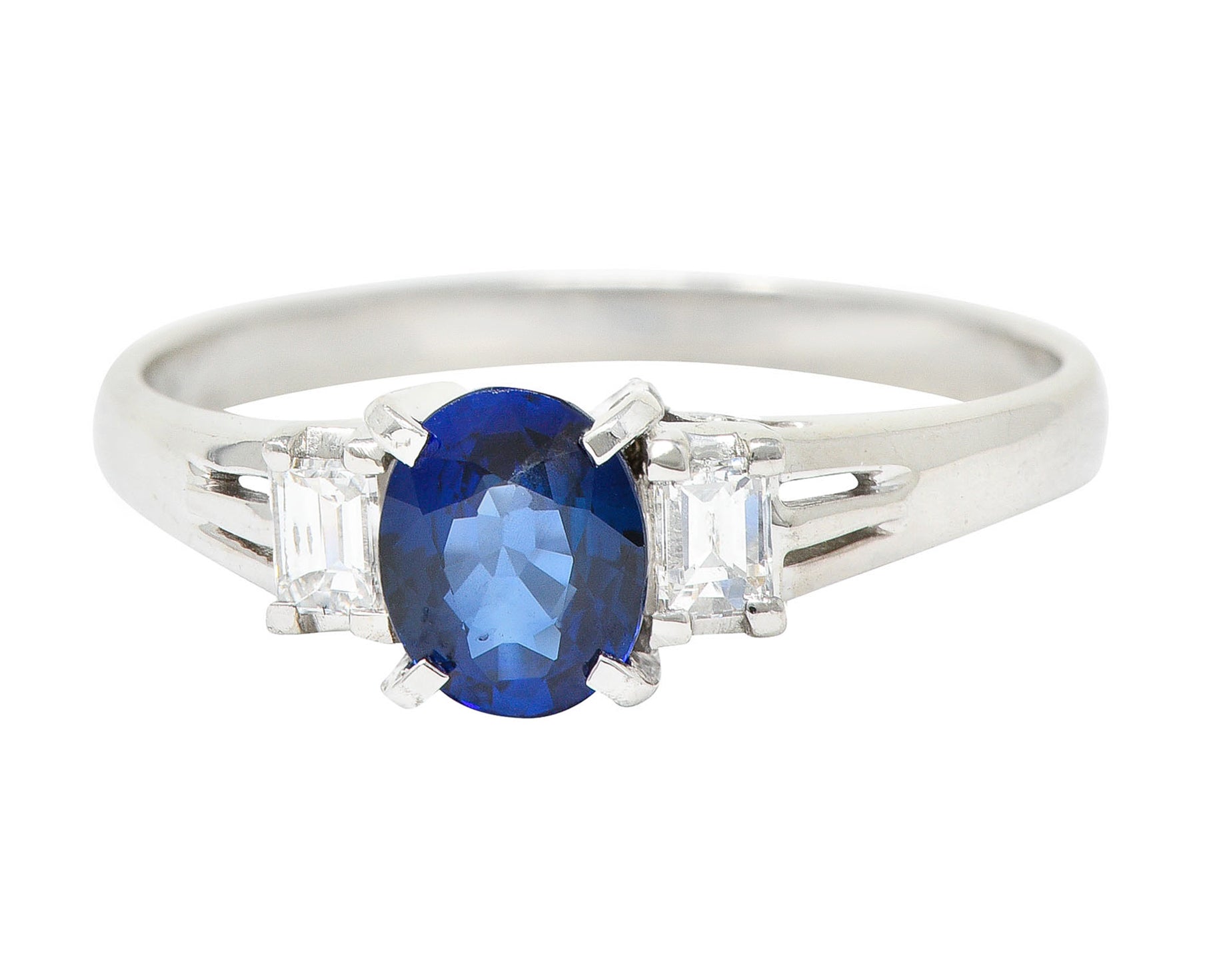 Contemporary 0.81 CTW Sapphire Diamond Platinum Gemstone RingRing - Wilson's Estate Jewelry