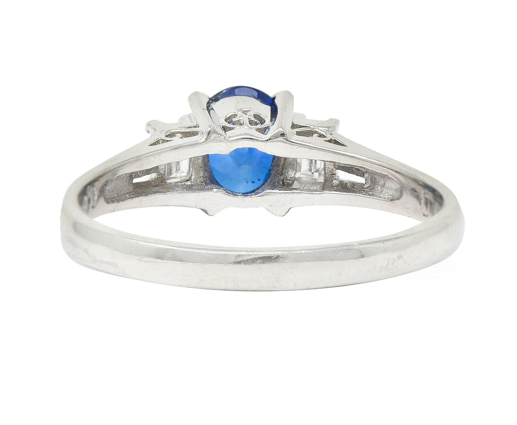 Contemporary 0.81 CTW Sapphire Diamond Platinum Gemstone RingRing - Wilson's Estate Jewelry