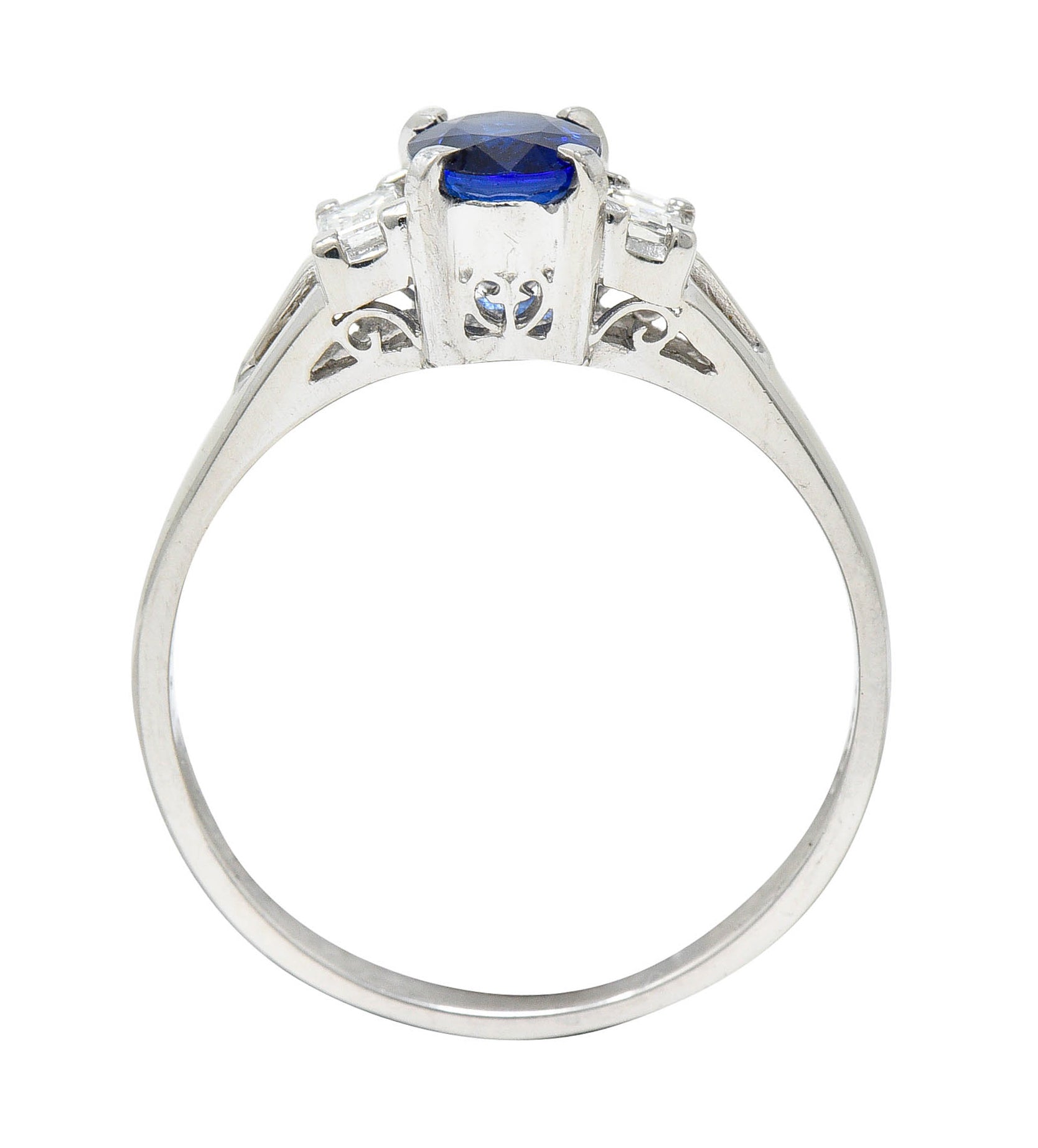 Contemporary 0.81 CTW Sapphire Diamond Platinum Gemstone RingRing - Wilson's Estate Jewelry