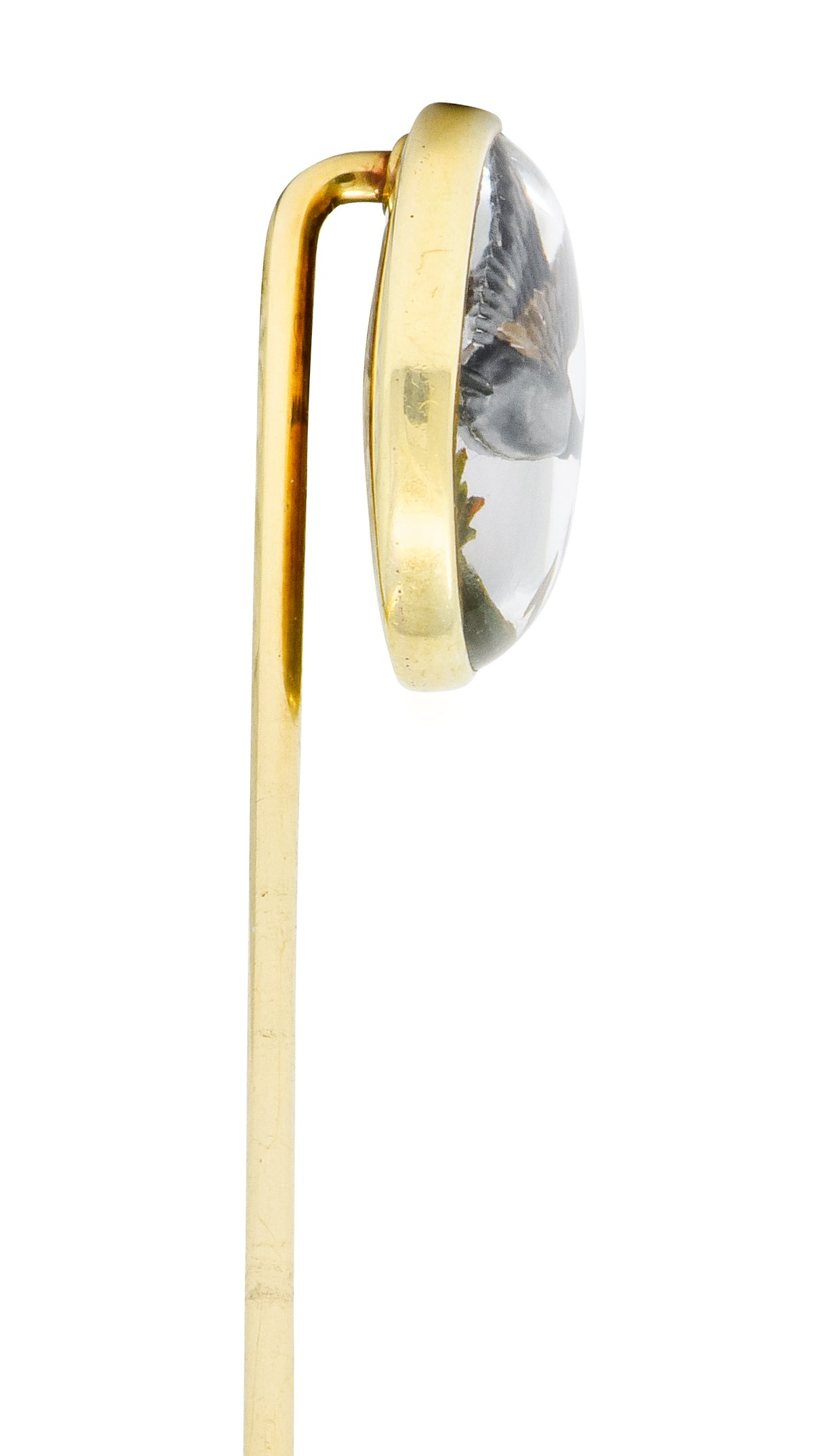 Marcus & Co. Victorian Painted Carved Rock Crystal 14 Karat Gold Stickpin - Wilson's Estate Jewelry