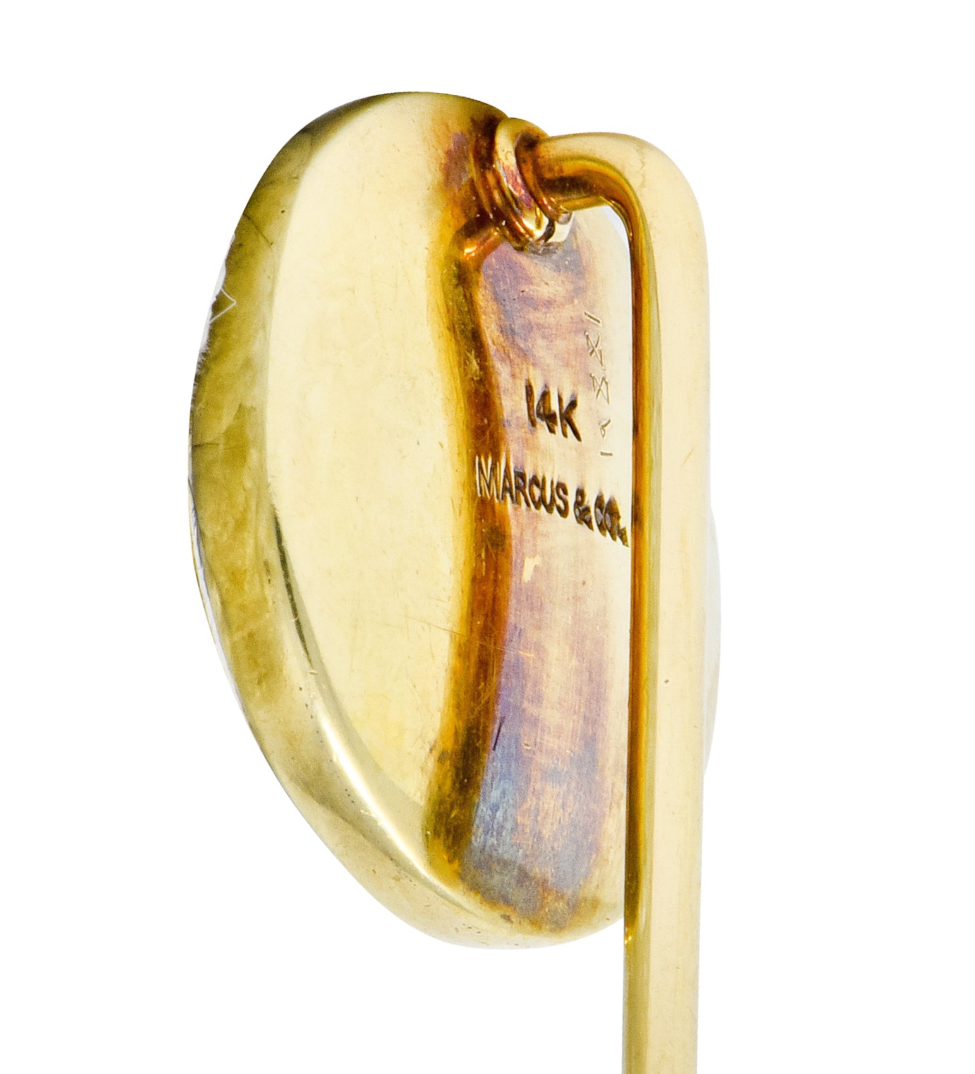 Marcus & Co. Victorian Painted Carved Rock Crystal 14 Karat Gold Stickpin - Wilson's Estate Jewelry