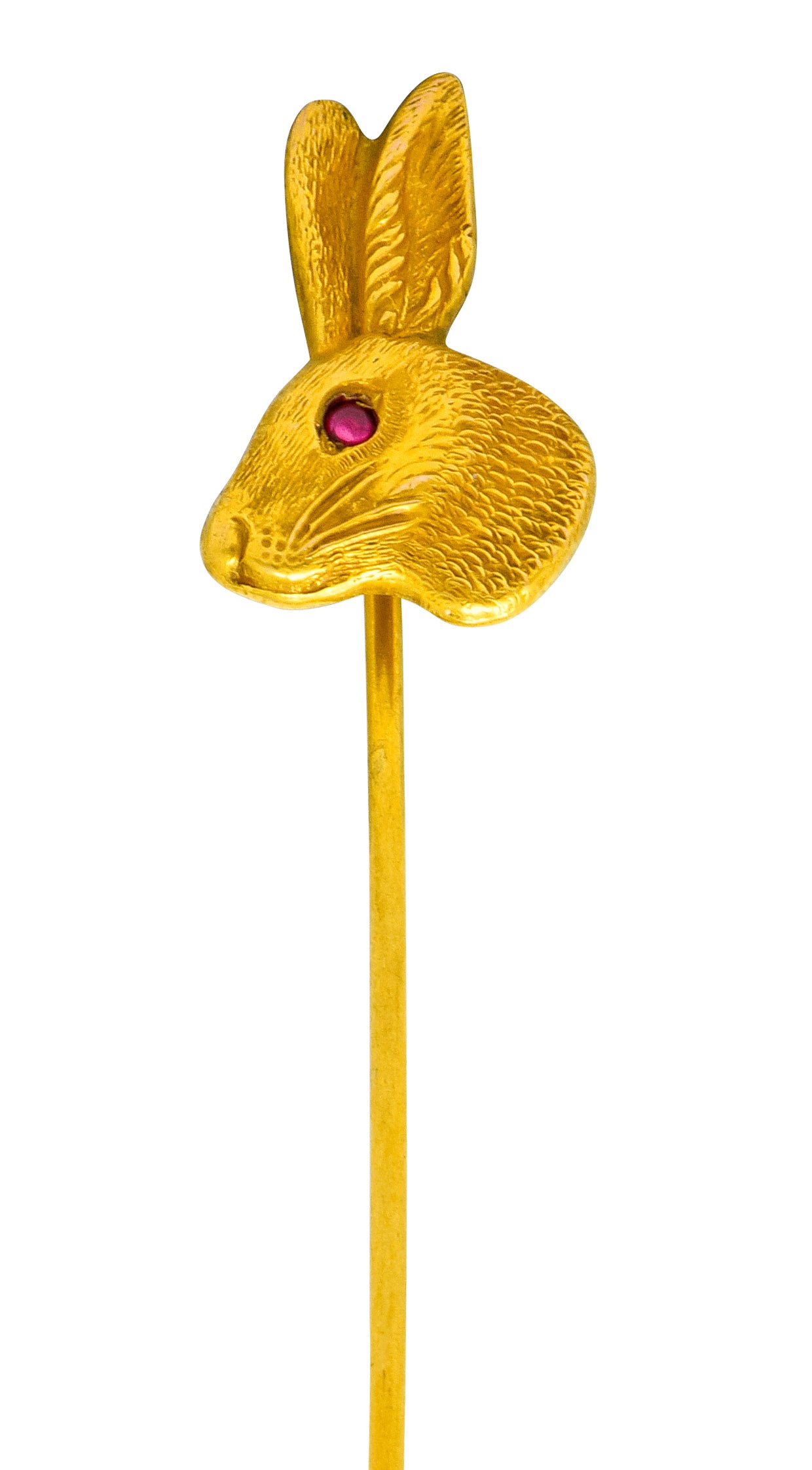 Art Nouveau Ruby 14 Karat Gold Rabbit Stickpin - Wilson's Estate Jewelry