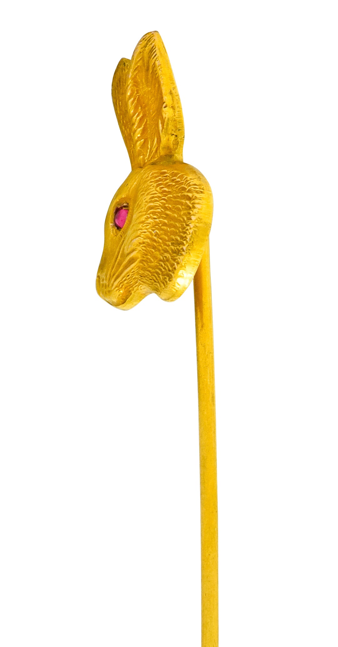 Art Nouveau Ruby 14 Karat Gold Rabbit Stickpin - Wilson's Estate Jewelry