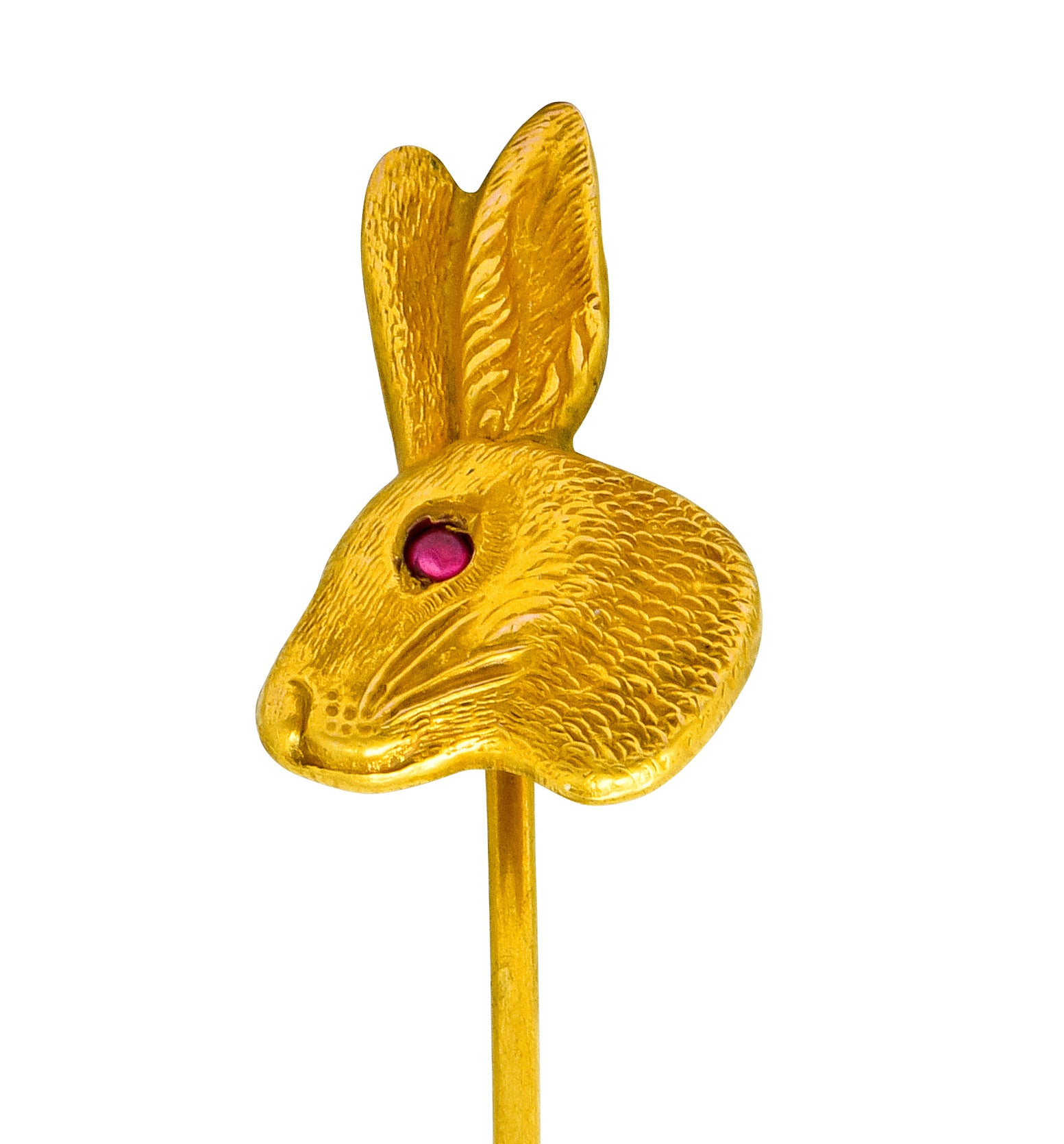 Art Nouveau Ruby 14 Karat Gold Rabbit Stickpin - Wilson's Estate Jewelry