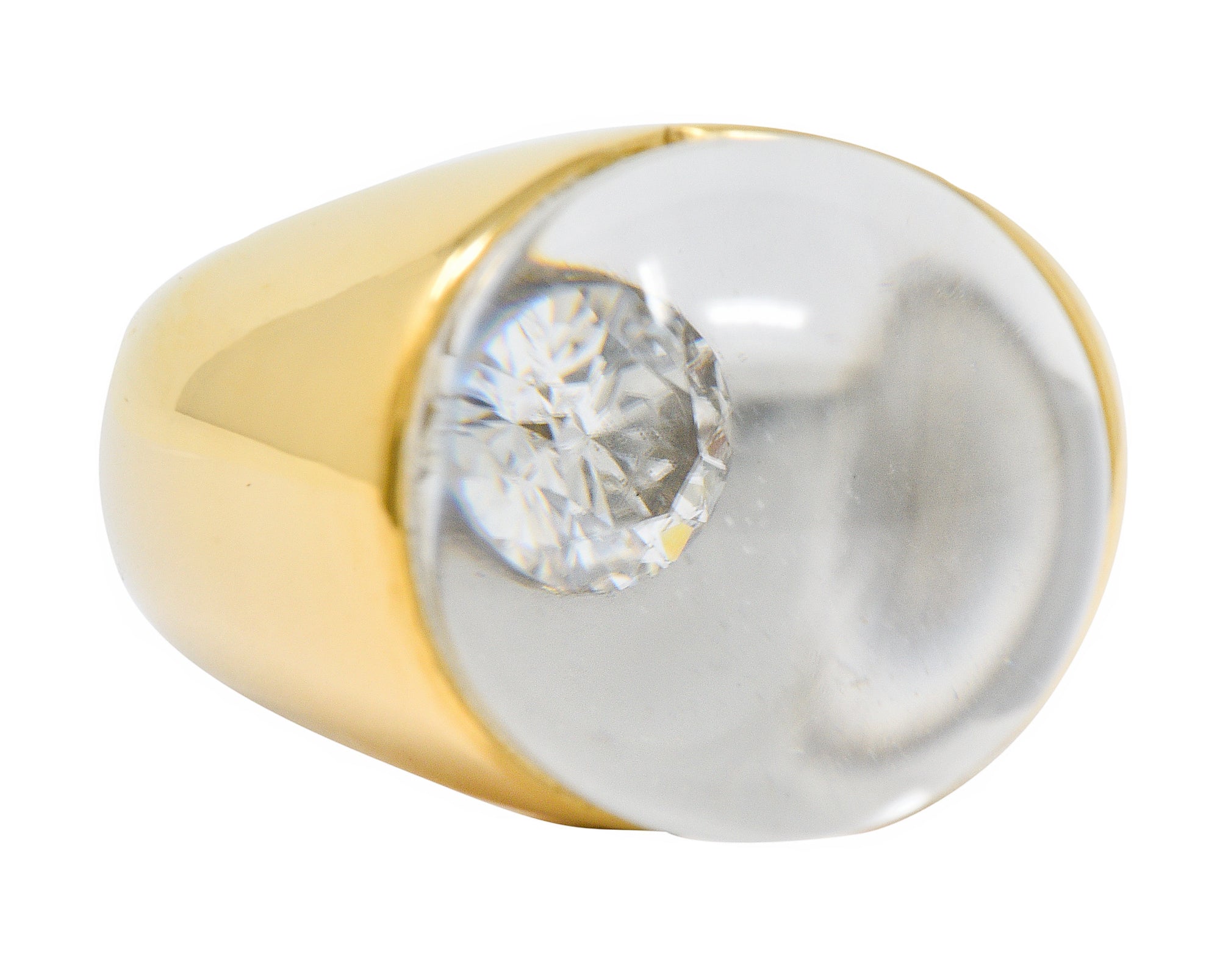 Mauboussin Paris Diamond Rock Crystal 18 Karat Gold Orb RingRing - Wilson's Estate Jewelry