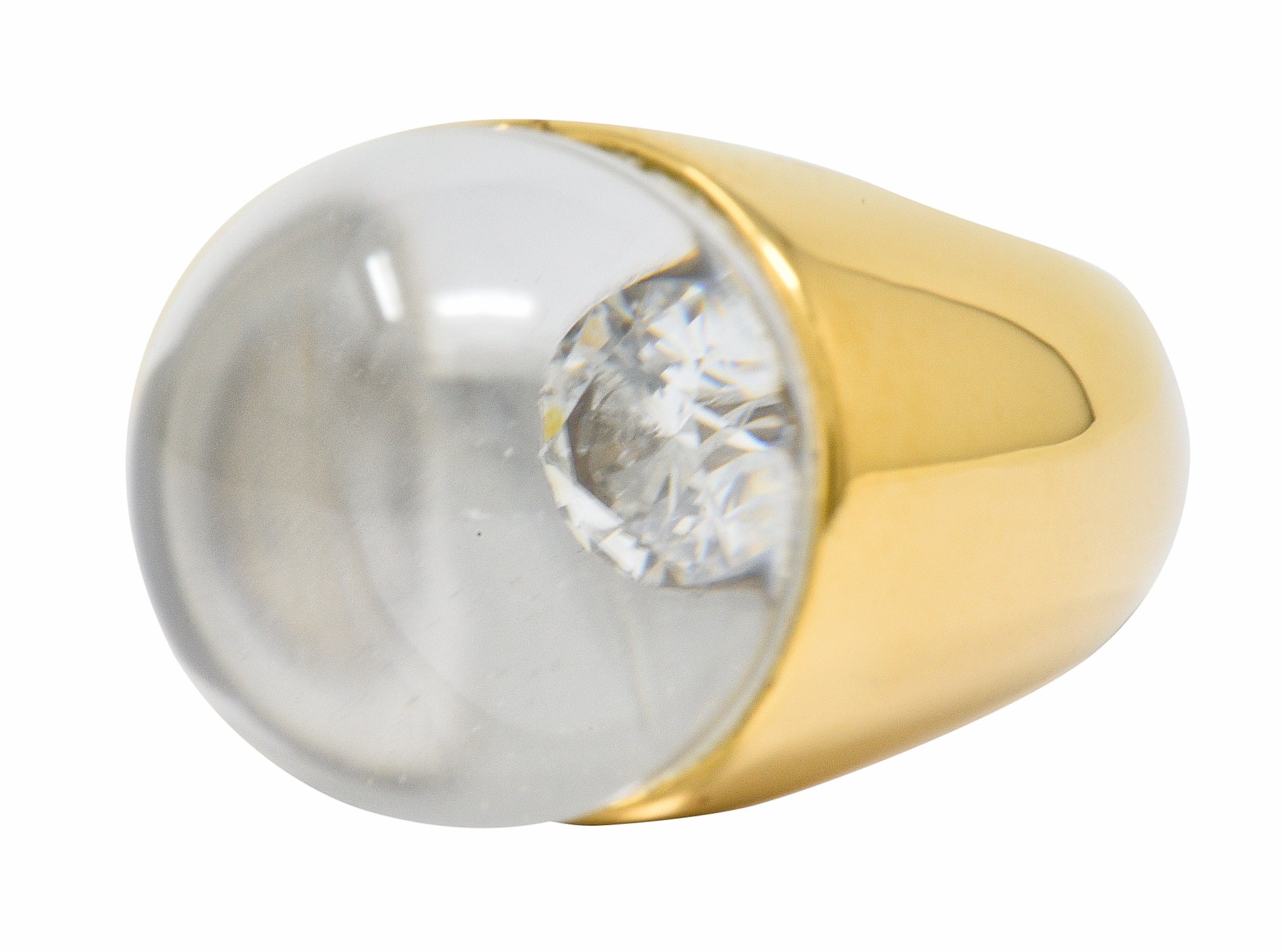 Mauboussin Paris Diamond Rock Crystal 18 Karat Gold Orb RingRing - Wilson's Estate Jewelry