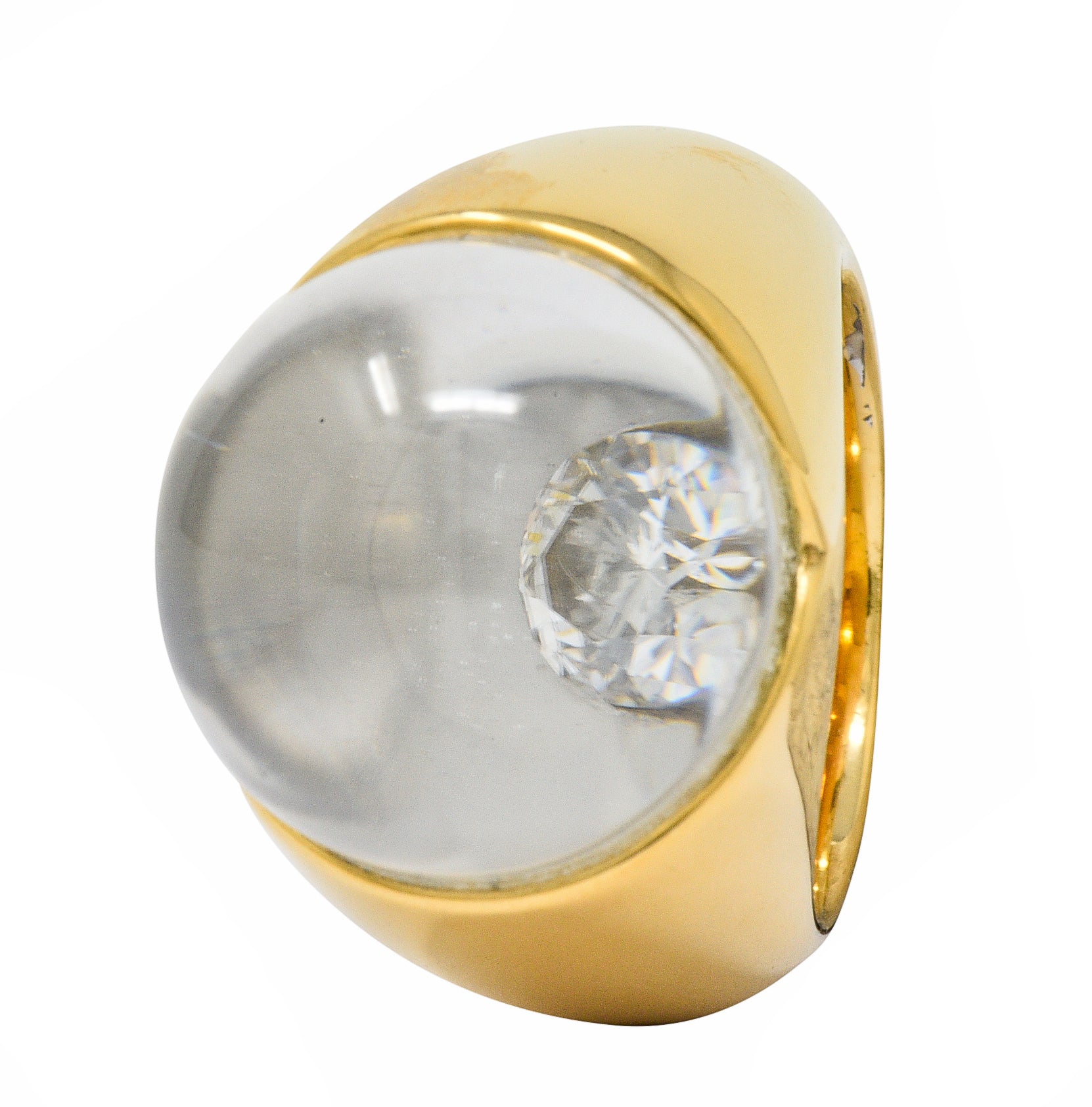 Mauboussin Paris Diamond Rock Crystal 18 Karat Gold Orb RingRing - Wilson's Estate Jewelry