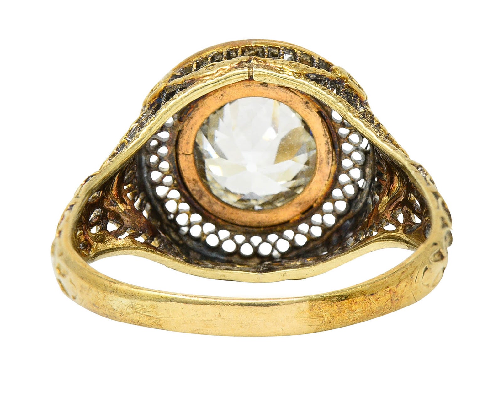 1890's Victorian 1.61 CTW Diamond 14 Karat Gold Lattice Engagement Ring GIARing - Wilson's Estate Jewelry