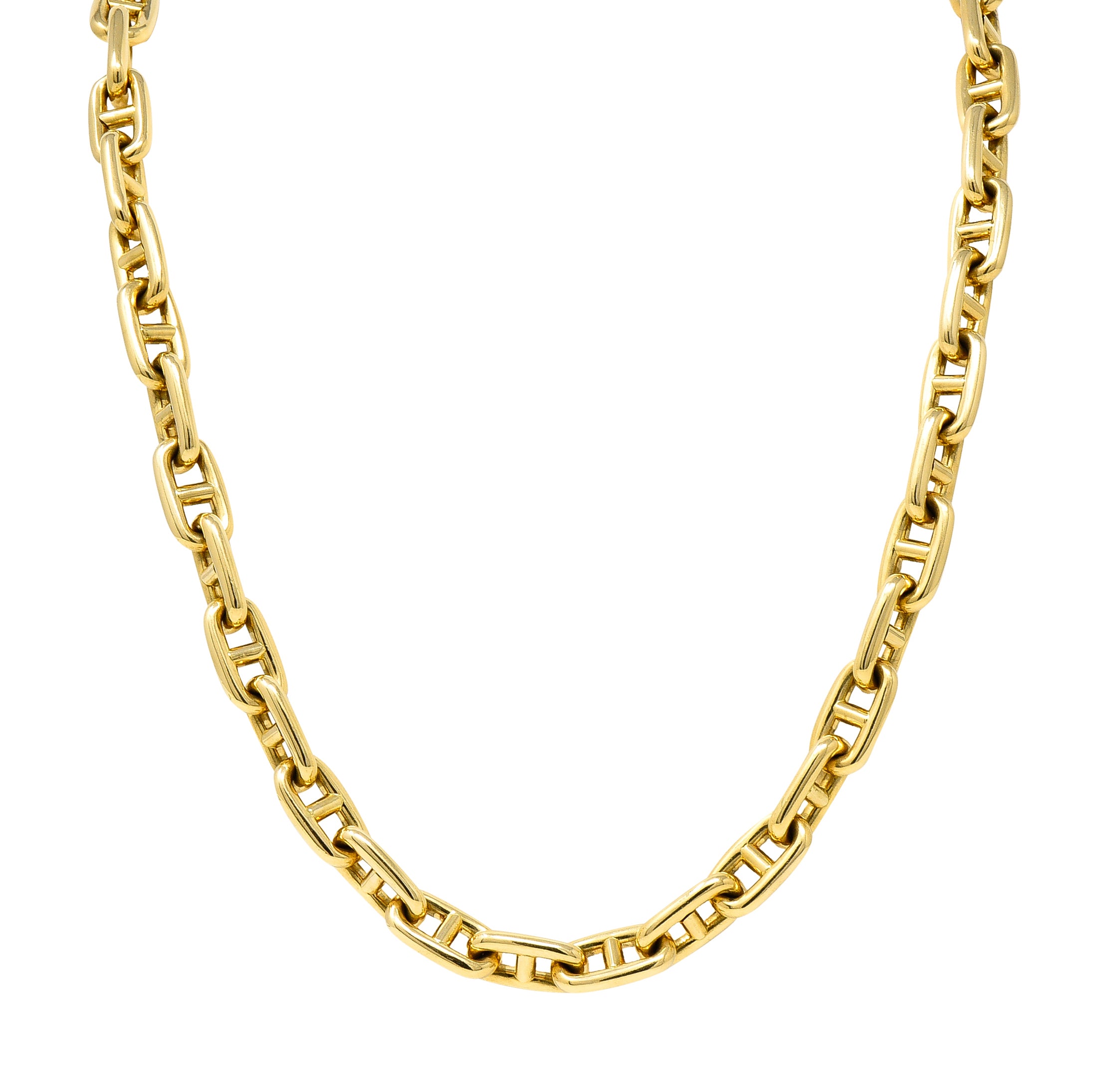 Substantial Vintage Bulgari 18 Karat Yellow Gold Italian Mariner Link Chain Necklace Wilson's Estate Jewelry